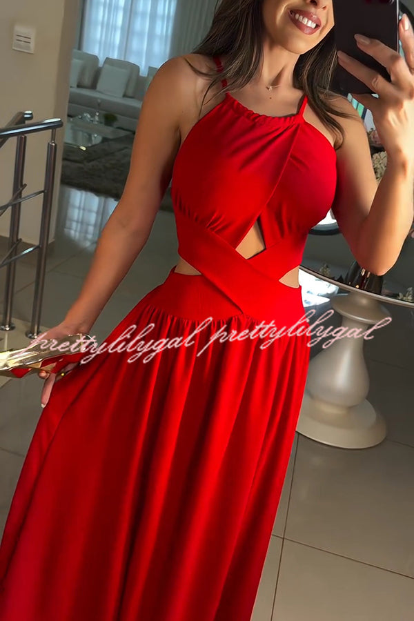 Elegant Solid Color Sexy Cross Tie Backless Maxi Dress for Women - Perfect for Beach Vacations, Summer Parties & Date Nights