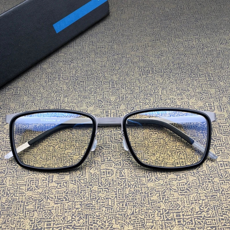 Aimee Men's Full Rim Square Screwless Titanium Eyeglasses 9711 - Lightweight Durable Glasses for Work, Reading & Everyday Use