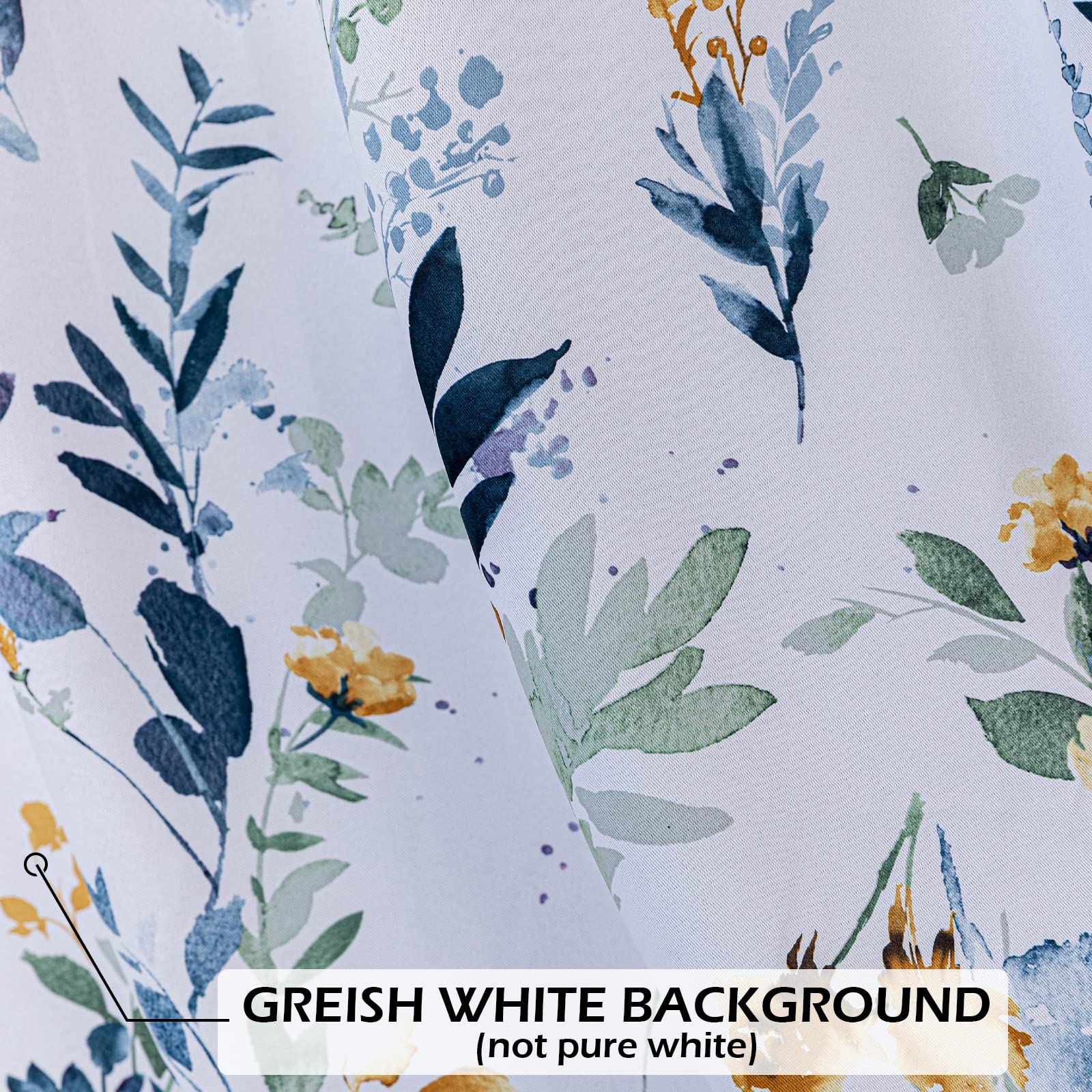 MYSKY HOME Floral Curtains 84 Inches Long - Room Darkening Thermal Insulated Light Blocking Drapes with Grommet Top for Living Room, Bedroom & Bathroom - 2 Panels Set in Yellow and Blue - Perfect for Privacy, Energy Saving & Home Decor