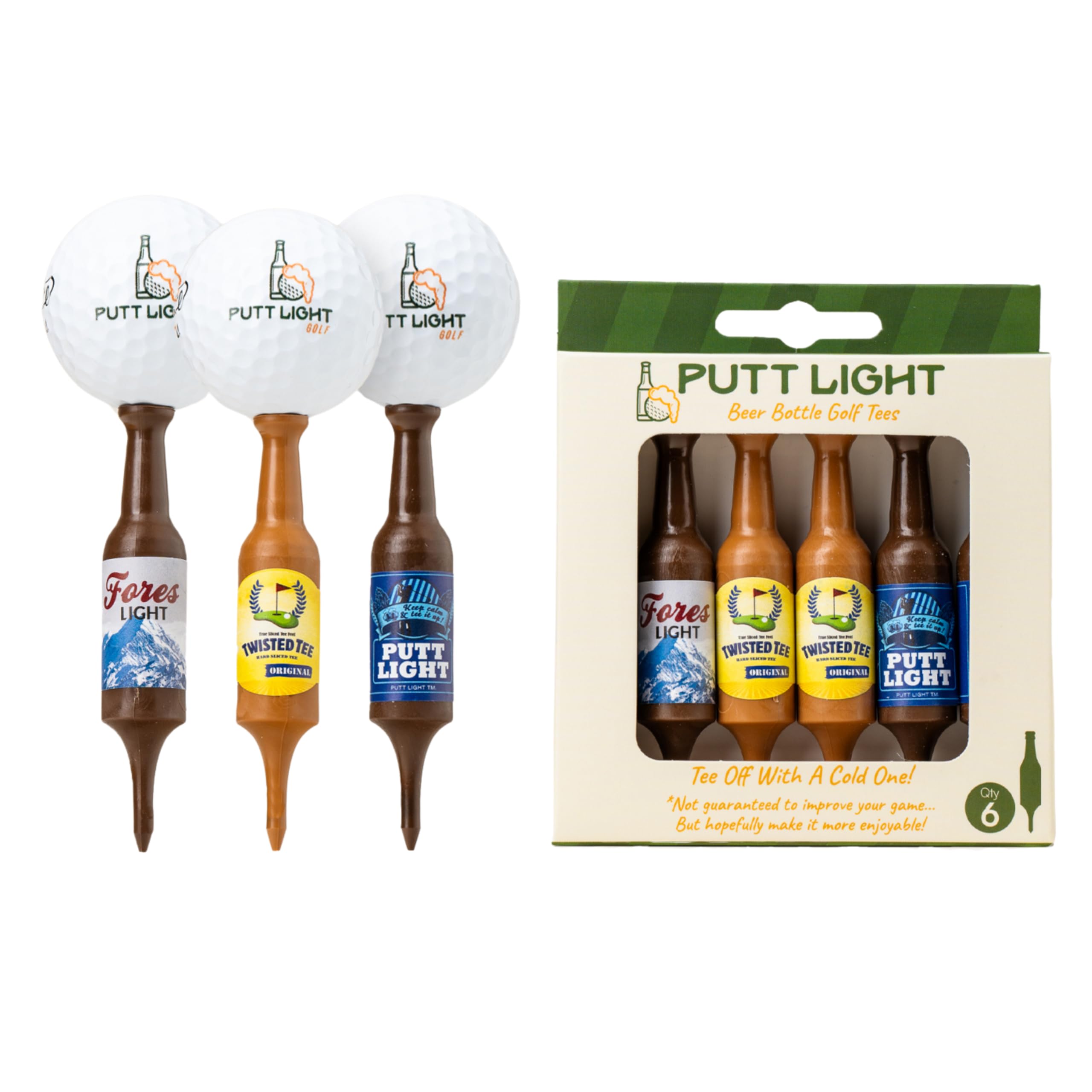 Virtually Unbreakable Recyclable Plastic Golf Tees - 6 Pack (3-1/4