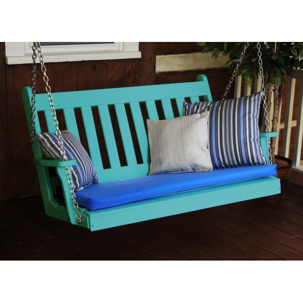 Poly Traditional English Porch Swing - Heavy Duty Outdoor Hanging Bench for Garden, Patio, Deck - Weather Resistant & Comfortable for Relaxing
