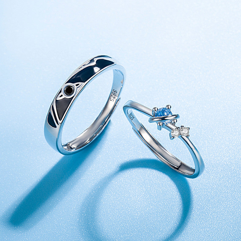 Dream Planet Couple Rings - Stylish Matching Wedding Bands for Him & Her - Sterling Silver or Gold Plated Promise Rings - Perfect for Anniversaries, Engagements and Romantic Gifts