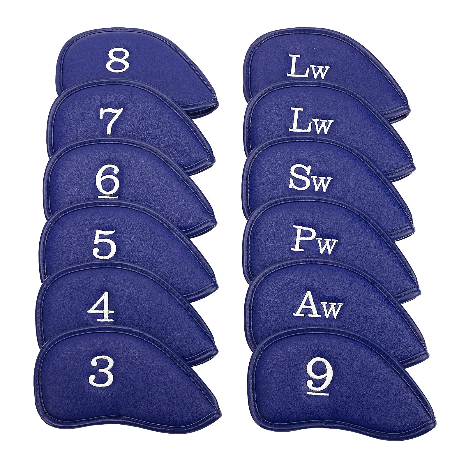 Premium 12-Piece Synthetic Leather Golf Iron Head Covers Set - Universal Fit for All Golf Club Brands | Perfect for Golf Course Protection & Style Enhancement