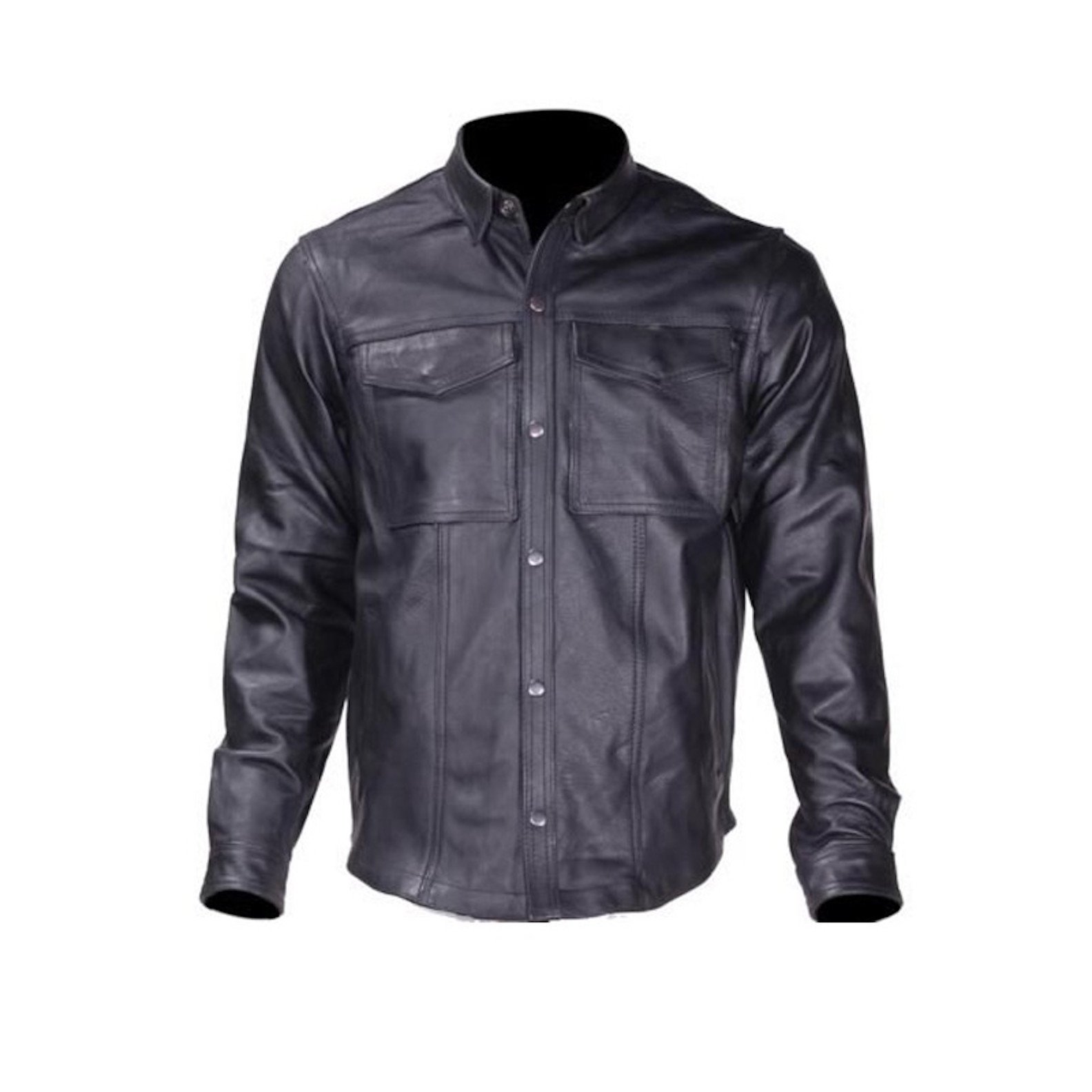 Men's Split Leather Motorcycle Shirt with Concealed Carry Pockets - Durable Biker Jacket for Riding & Everyday Wear