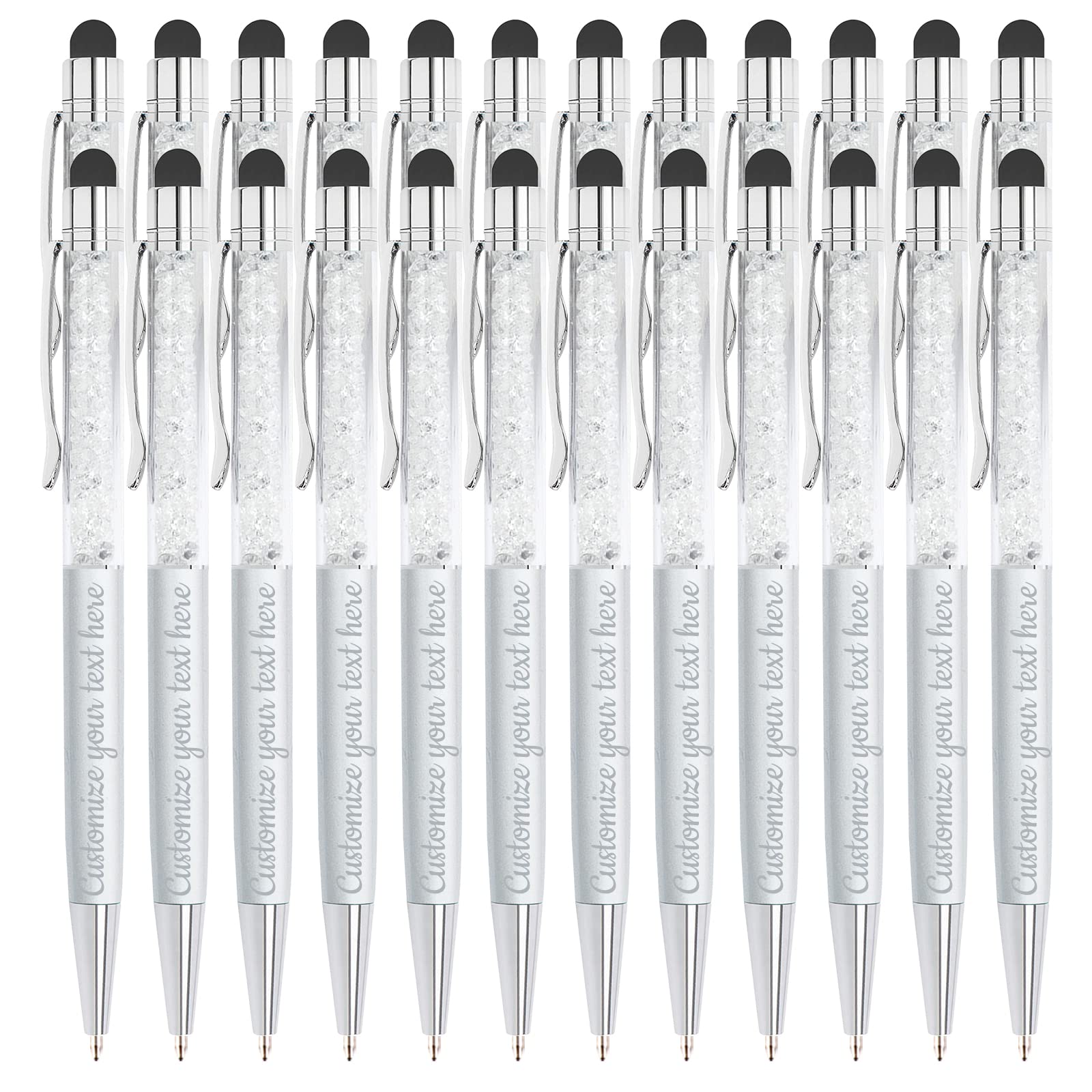 96-Piece Custom Crystal Ballpoint Pen Set - Personalized Stylus Pens for Touchscreen Devices, Office & School Supplies - Engrave Your Name/Text - Perfect for Note-Taking, Tablet Use & Gift Giving