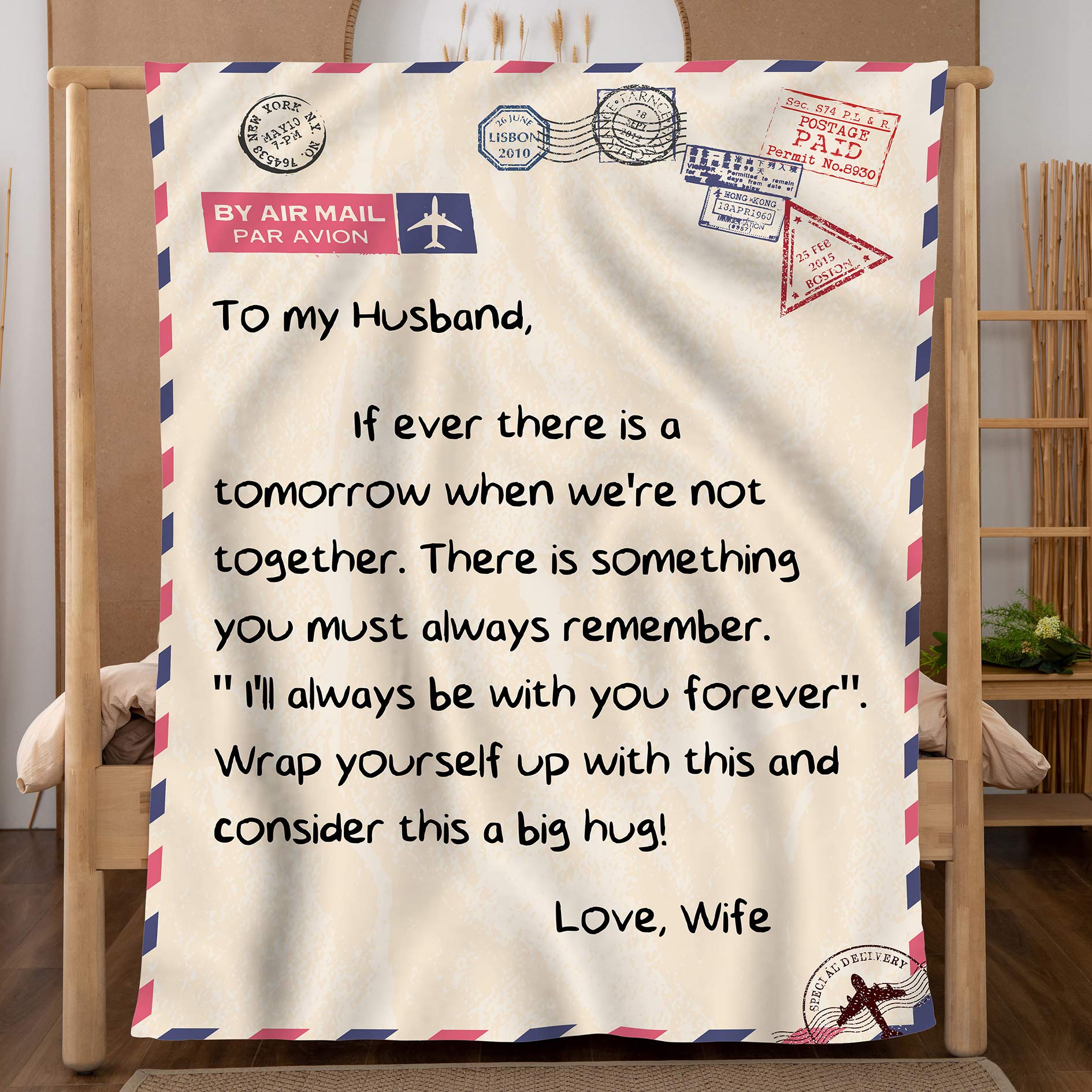 TURMTF Soft Fleece Blanket for Husband - Anniversary, Birthday, Christmas & Valentine's Day Gift Ideas from Wife - Cozy Throw Blanket for Couch, Bed & Romantic Nights