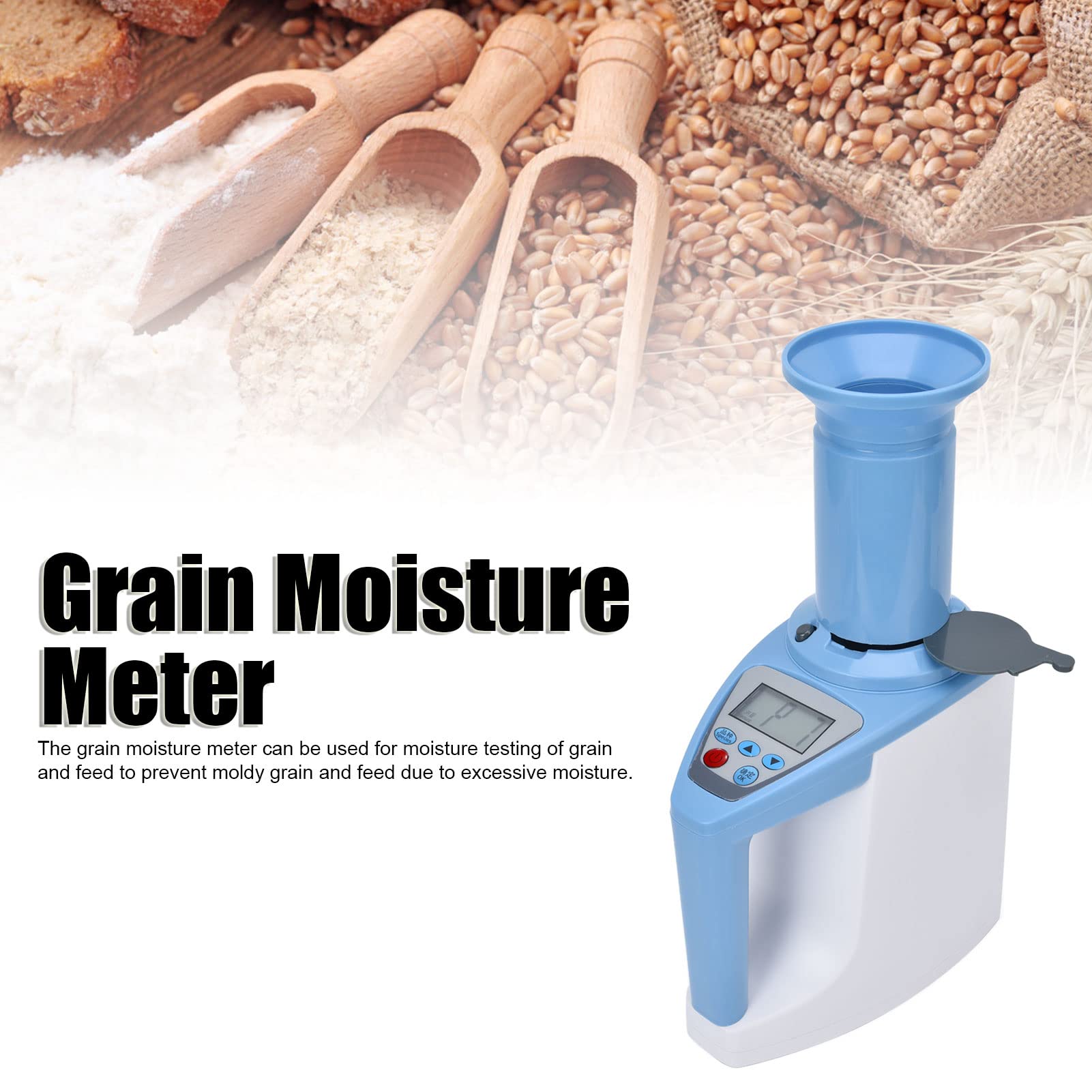 SALALIS Smart Grain Moisture Meter 100-240V, 3~35% Humidity Range LCD Display Wheat Moisture Tester for Rice, Corn, Canola & Other Grains - Perfect for Farmers, Food Storage & Quality Control