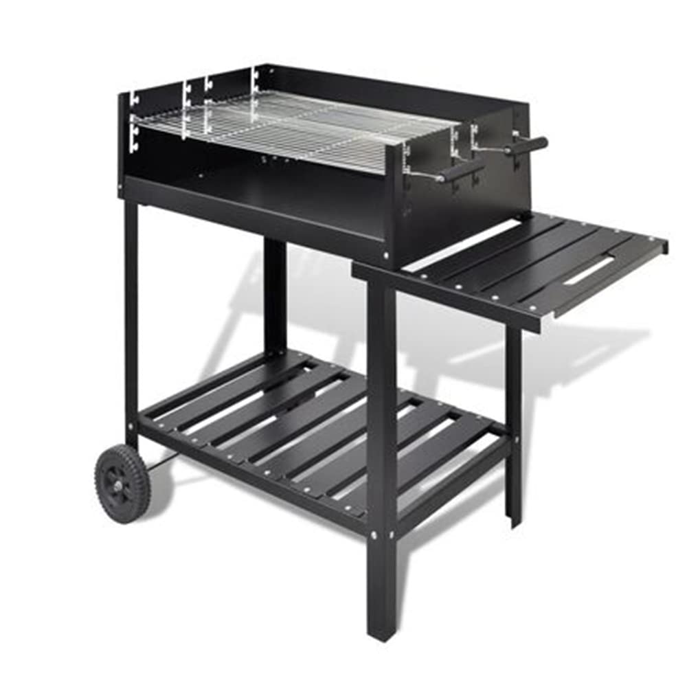 ZAMAX Heavy Duty Steel BBQ Grill Stand with 2 Cooking Grates, Side Shelf & Storage Rack - Portable Charcoal Barbecue for Backyard, Patio, Tailgating, Camping & Outdoor Cooking