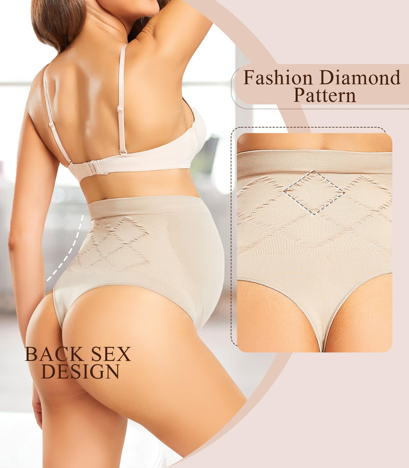 Seamless Maternity Shapewear - Over Belly Pregnancy Support Thong - High Waist Underwear Panties for Comfort & Postpartum Recovery - Perfect for Work, Daily Wear & Special Occasions