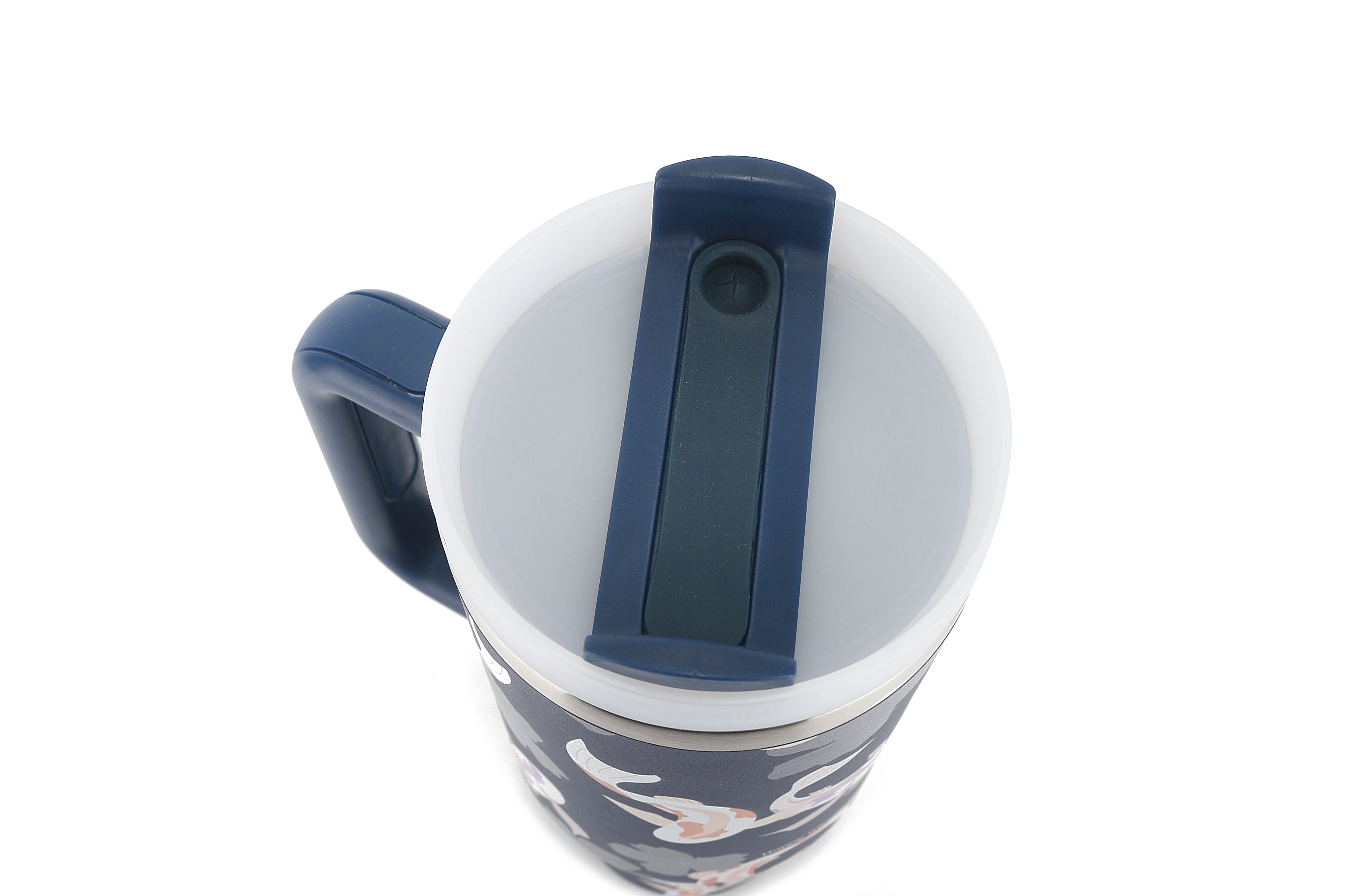 40oz Insulated Stainless Steel Tumbler with Lid & Straw - Koi Navy Double Wall Vacuum Cup for Hot & Cold Drinks - Perfect for Office, Gym, Travel and Outdoor Activities