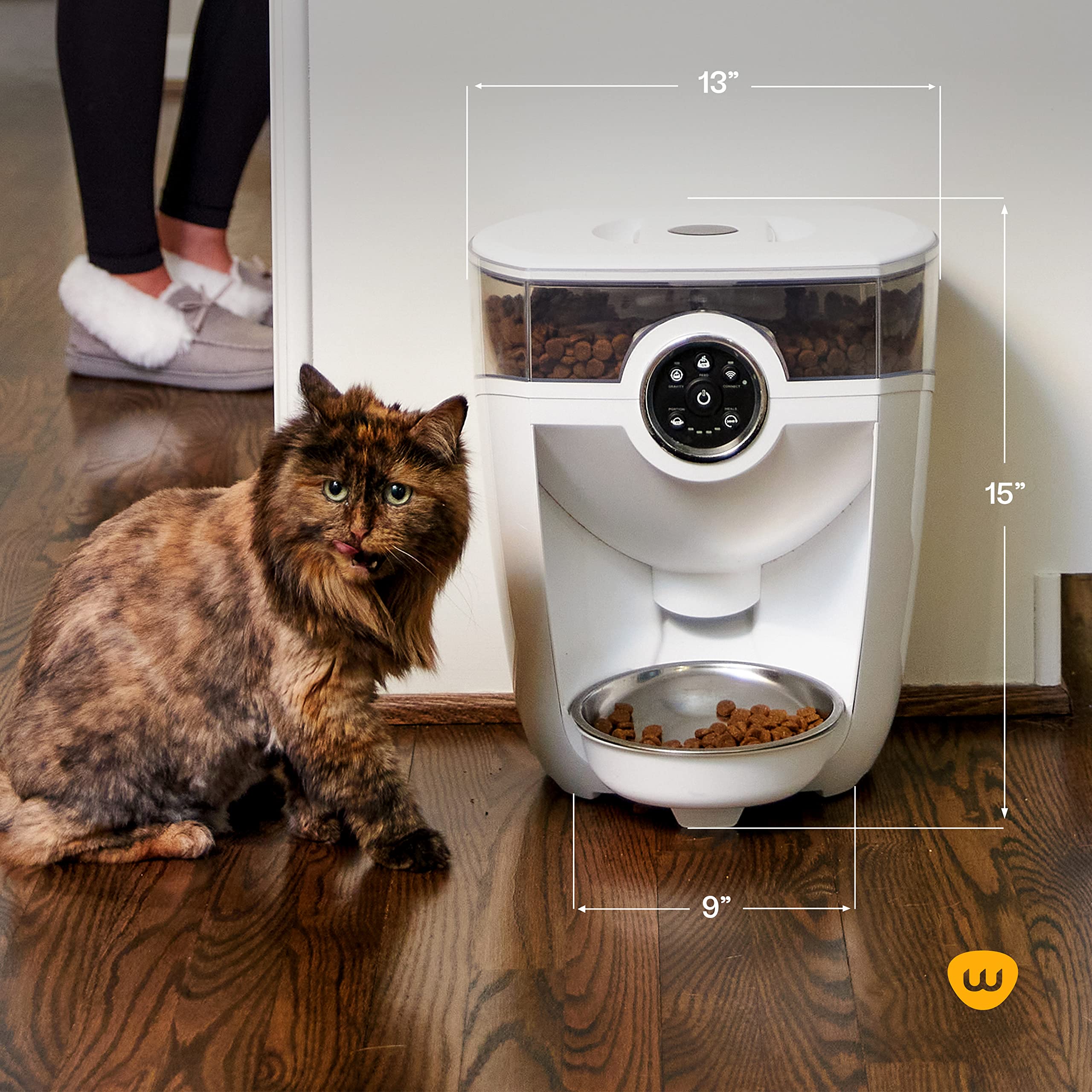 Whisker Feeder-Robot - Smart Automatic Pet Feeder for Cats & Dogs with Backup Battery, Clear Hopper (White) | USA Designed & Assembled | Remote Feeding via App for Home, Travel & Office Use