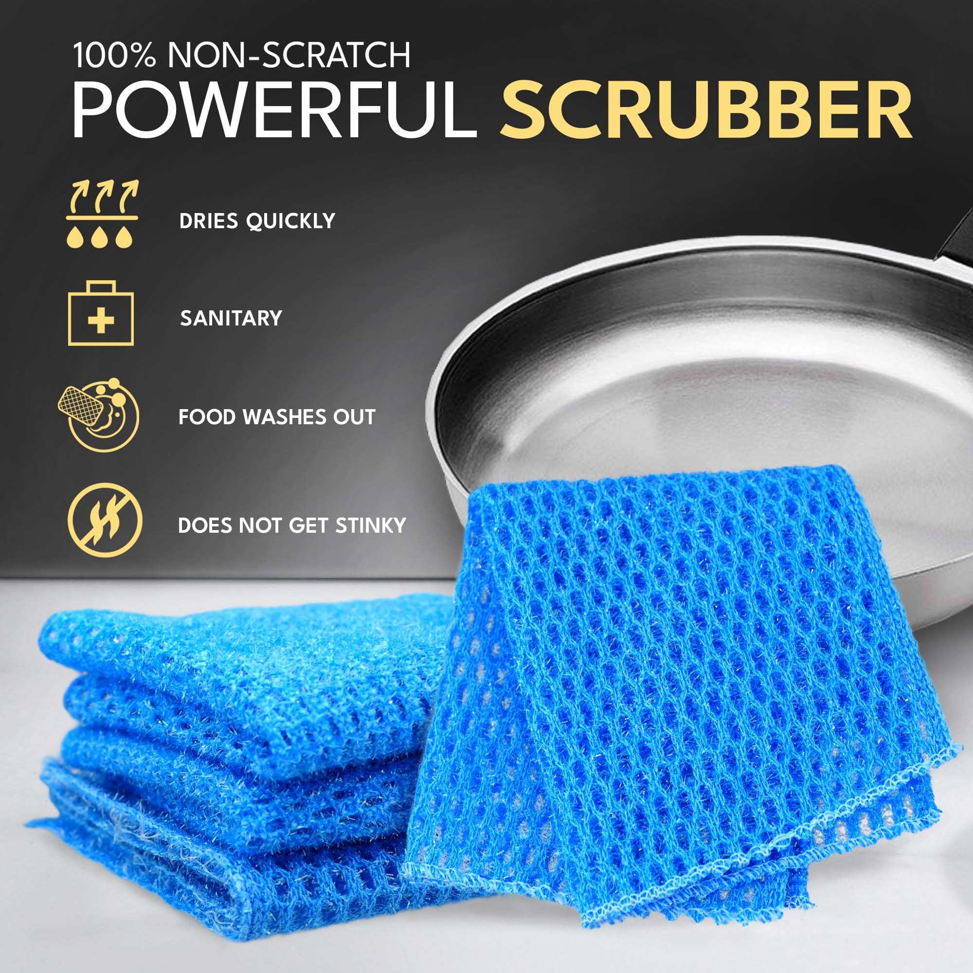 Eco-Friendly Dish Scrubbers - Non-Scratch Cleaning Pads for Pots, Pans & Dishes - Reusable Sponge Alternative - Kitchen Cleaning Supplies for Sinks & Countertops - Perfect for Daily Dishwashing & Tough Stains