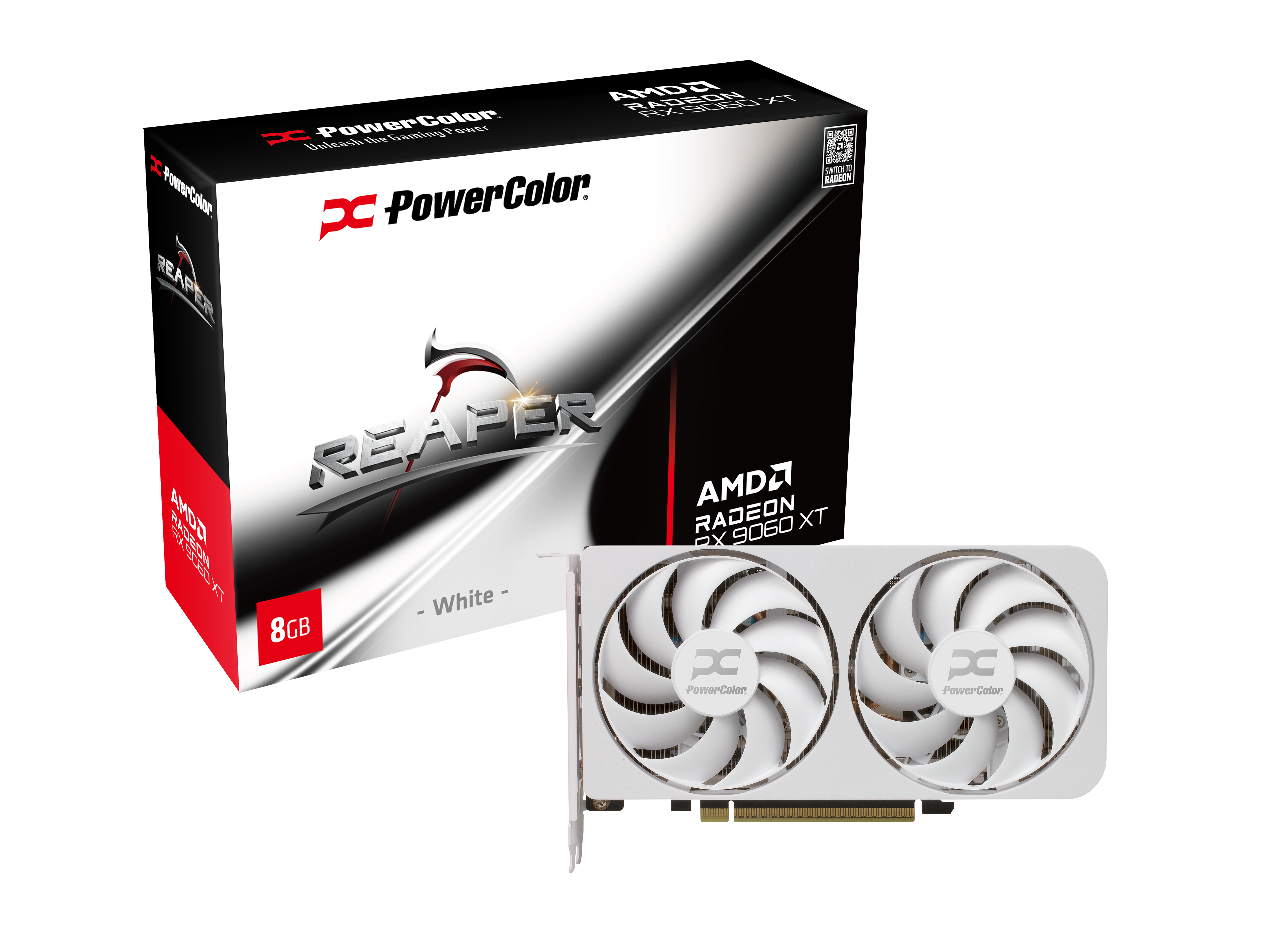 PowerColor Radeon RX 9060 XT Reaper White 8GB GDDR6 Gaming Graphics Card - High Performance GPU for PC Gaming, VR & 4K Video Editing