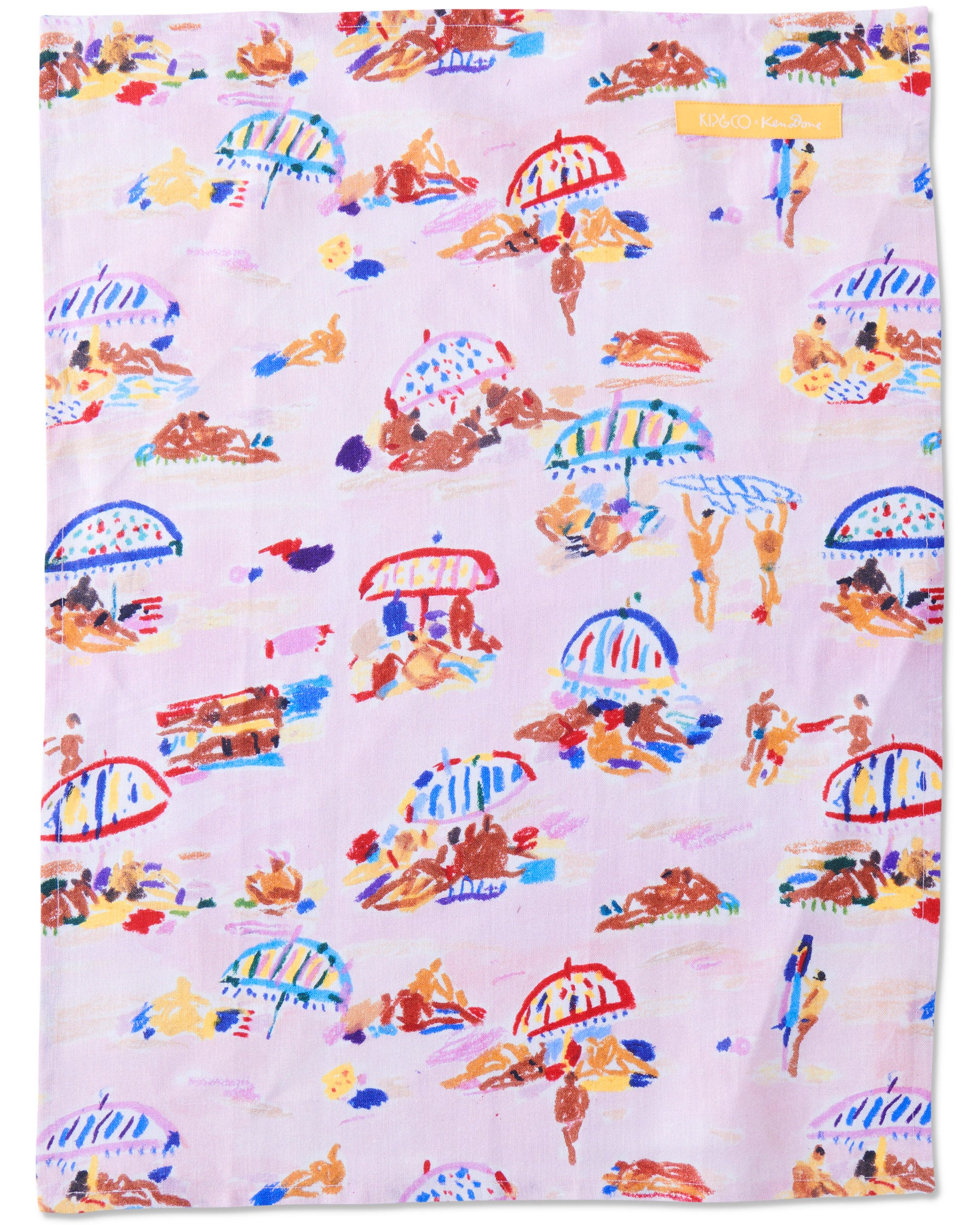 Kip&Co x Ken Done Beach Days Linen Tea Towel - Premium Absorbent Kitchen Towel for Drying Dishes, Cleaning & Decor - Perfect for Beach Picnics, Coastal Home Decor & Australian-Inspired Gifts