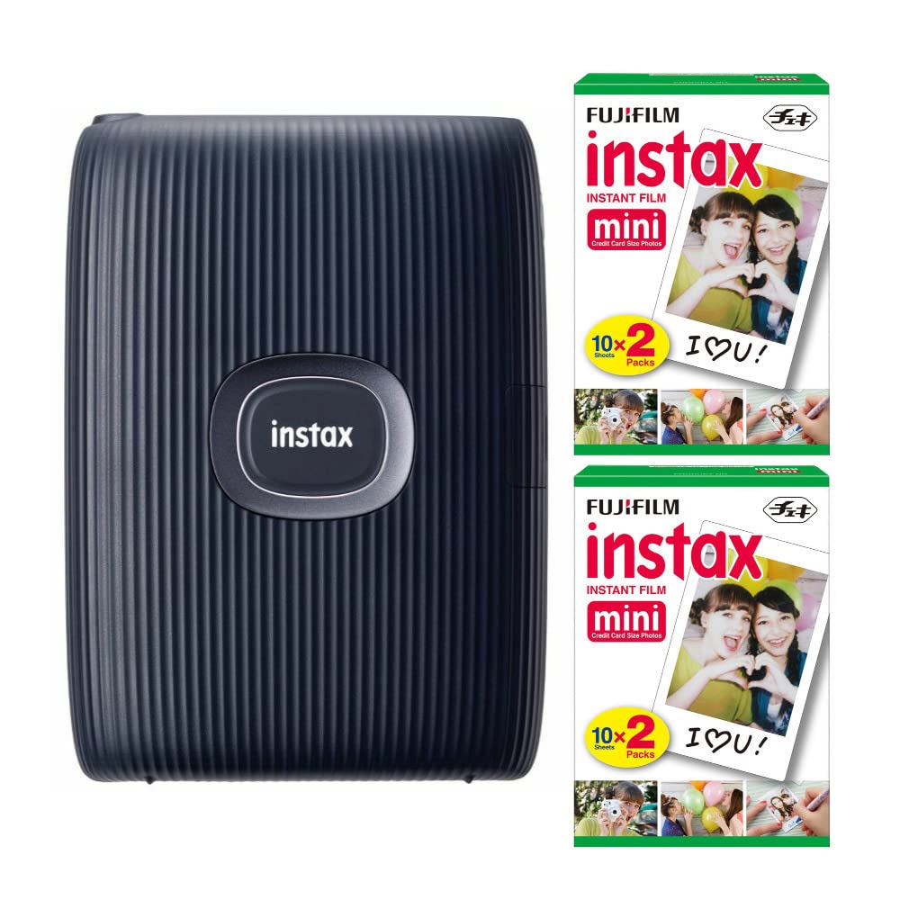 Fujifilm Instax Mini Link Smartphone Printer (Space Blue) with 40 Sheets Instax Mini Film - Portable Instant Photo Printer for iPhone & Android - Perfect for Parties, Travel & DIY Scrapbooking