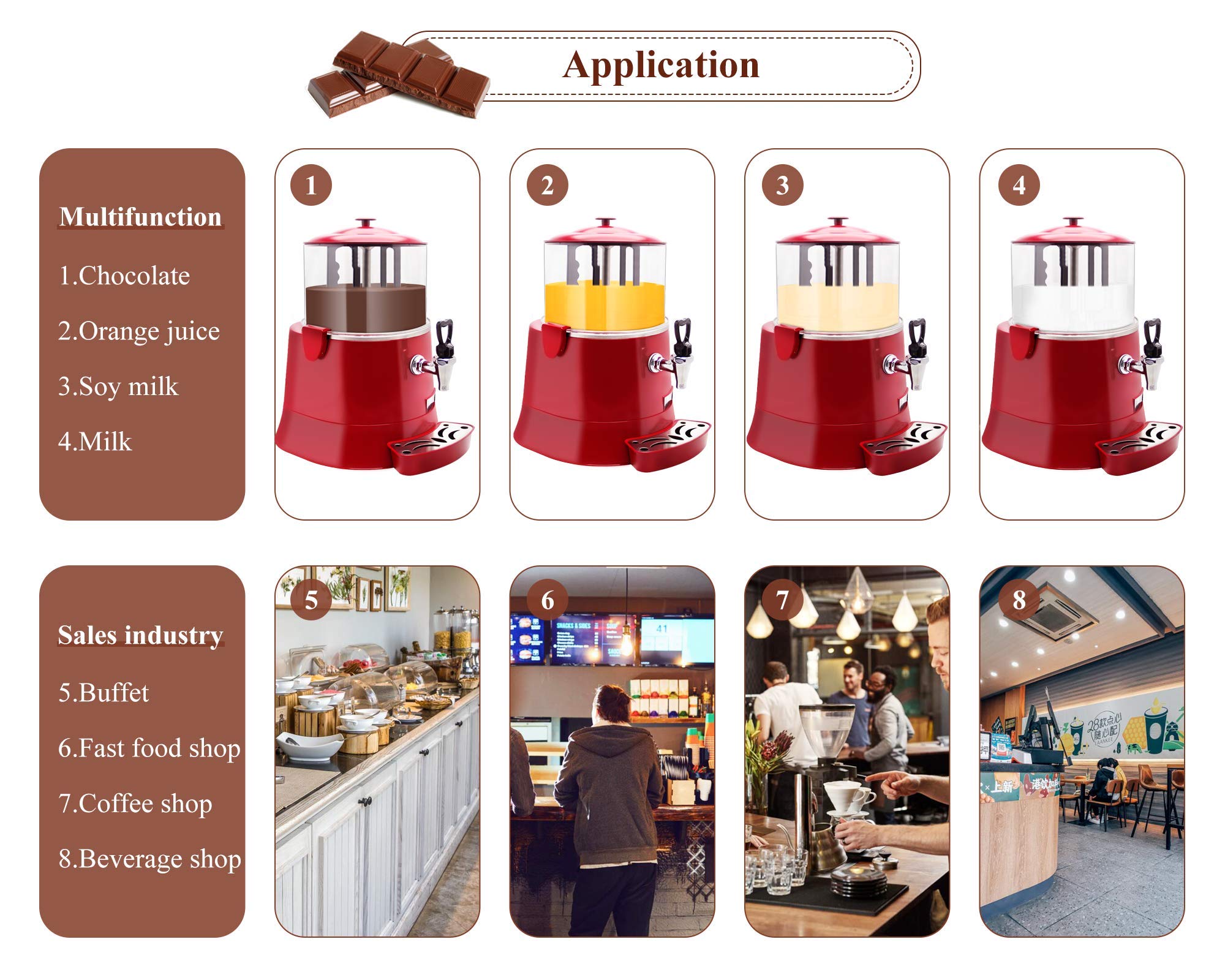 YUCHENGTECH 5L Commercial Hot Chocolate Maker Machine - Upgraded Hot Chocolate Dispenser & Warmer for Chocolate, Coffee, Milktea - CE Certified (5L, 100-120V) - Perfect for Cafes, Restaurants & Catering Events