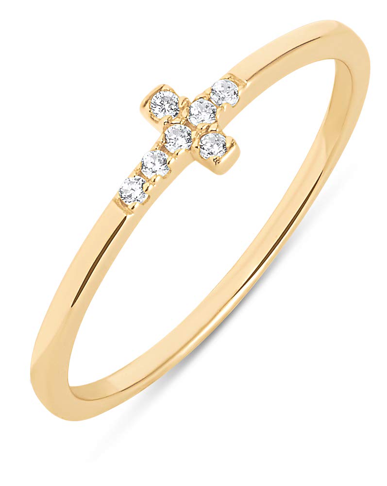 Milla Sterling Silver & 14K Gold Plated Cross Rings for Women - Religious Jewelry, Christian & Catholic Gifts - Perfect for Church, Baptism, Confirmation & Daily Wear