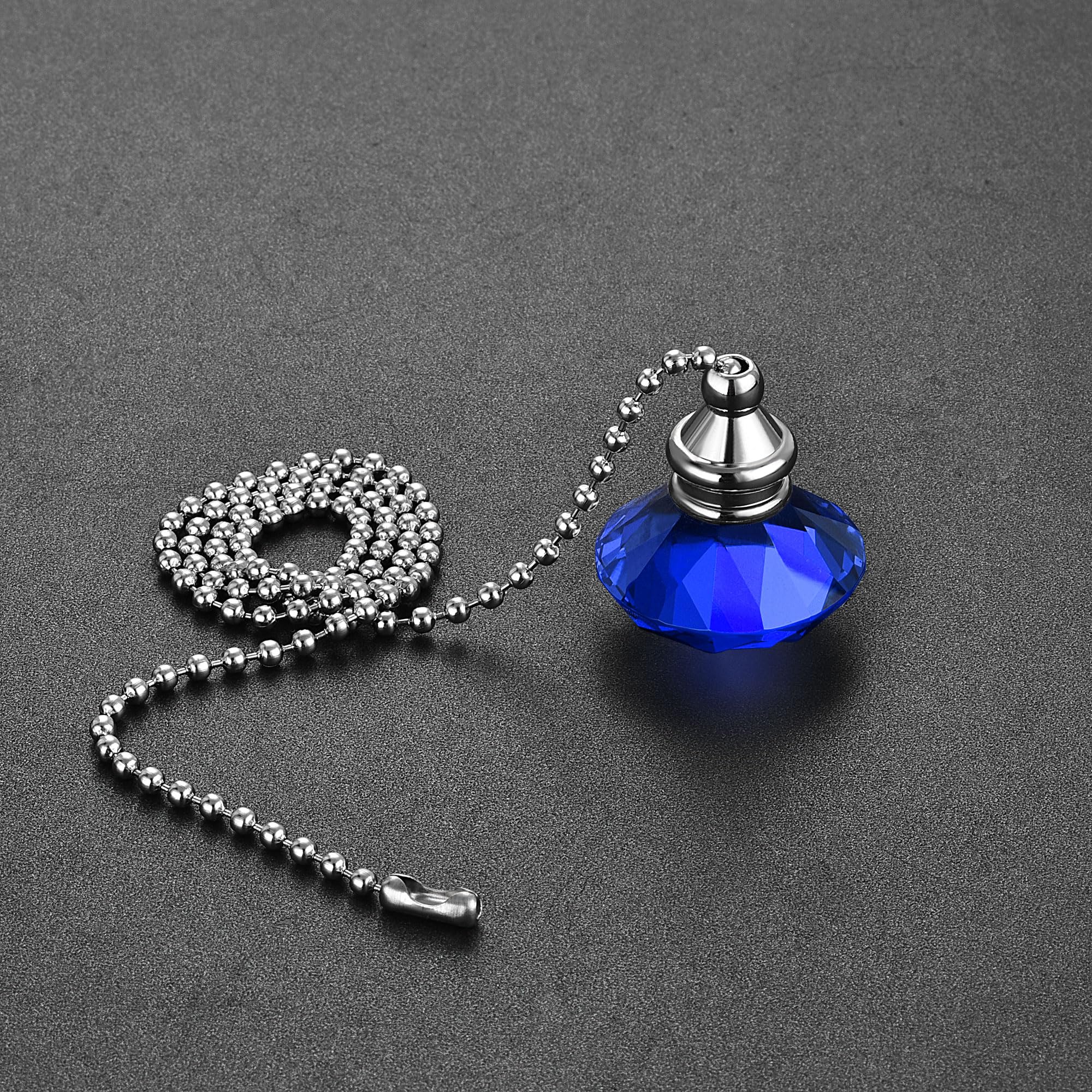 uxcell 20 Inch Ceiling Fan Pull Chain - Decorative Crystal Fan Pull Extension with 3mm Beaded Diamond Pendant in Blue | Upgrade Your Home Lighting & Ceiling Fan Accessories (Perfect for Living Room, Bedroom & Patio)