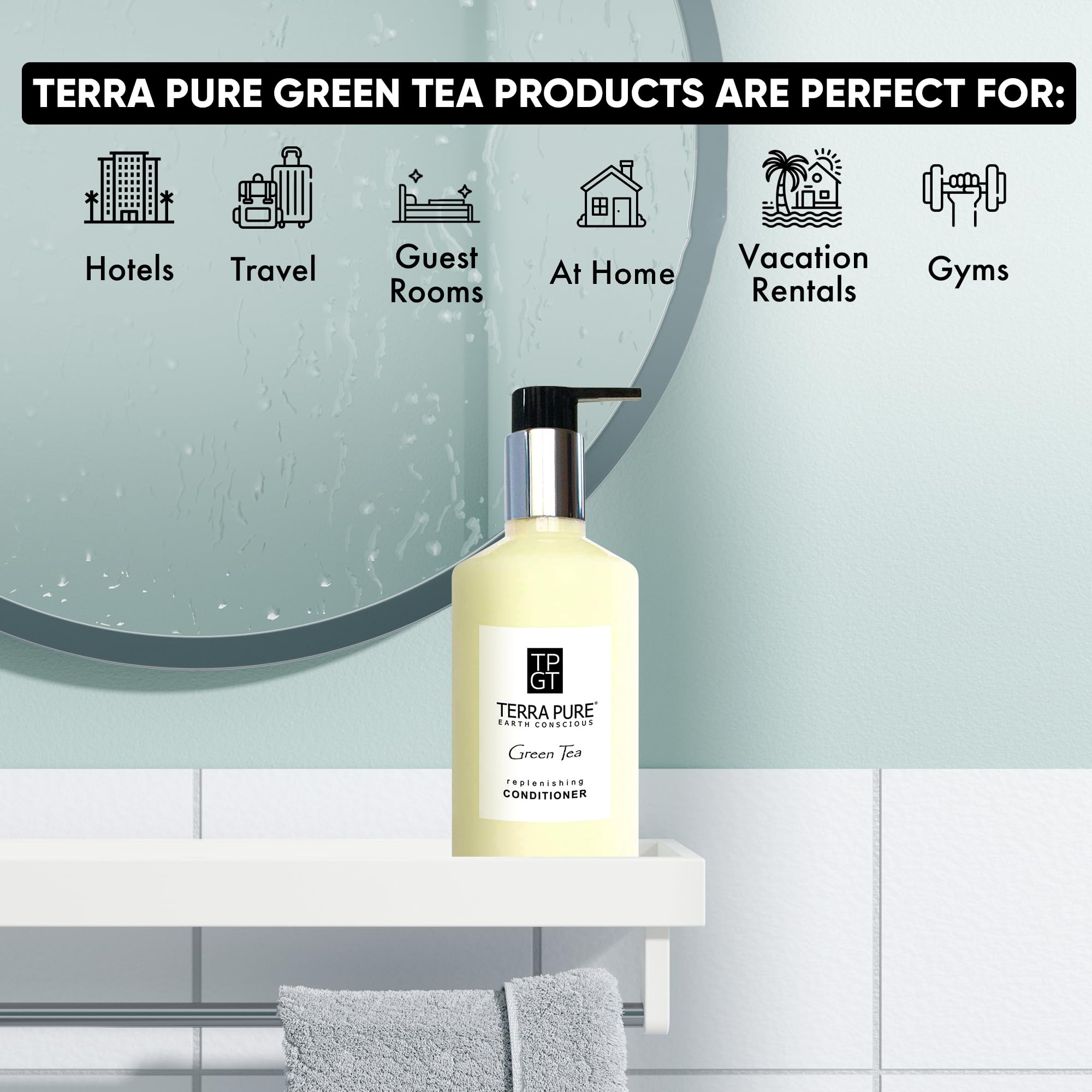Terra Pure Green Tea Conditioner with Organic Honey & Aloe Vera - 10.14 oz (Pack of 24) | Hydrating & Nourishing Hair Care for Dry, Damaged Hair - Perfect for Salons & Daily Use