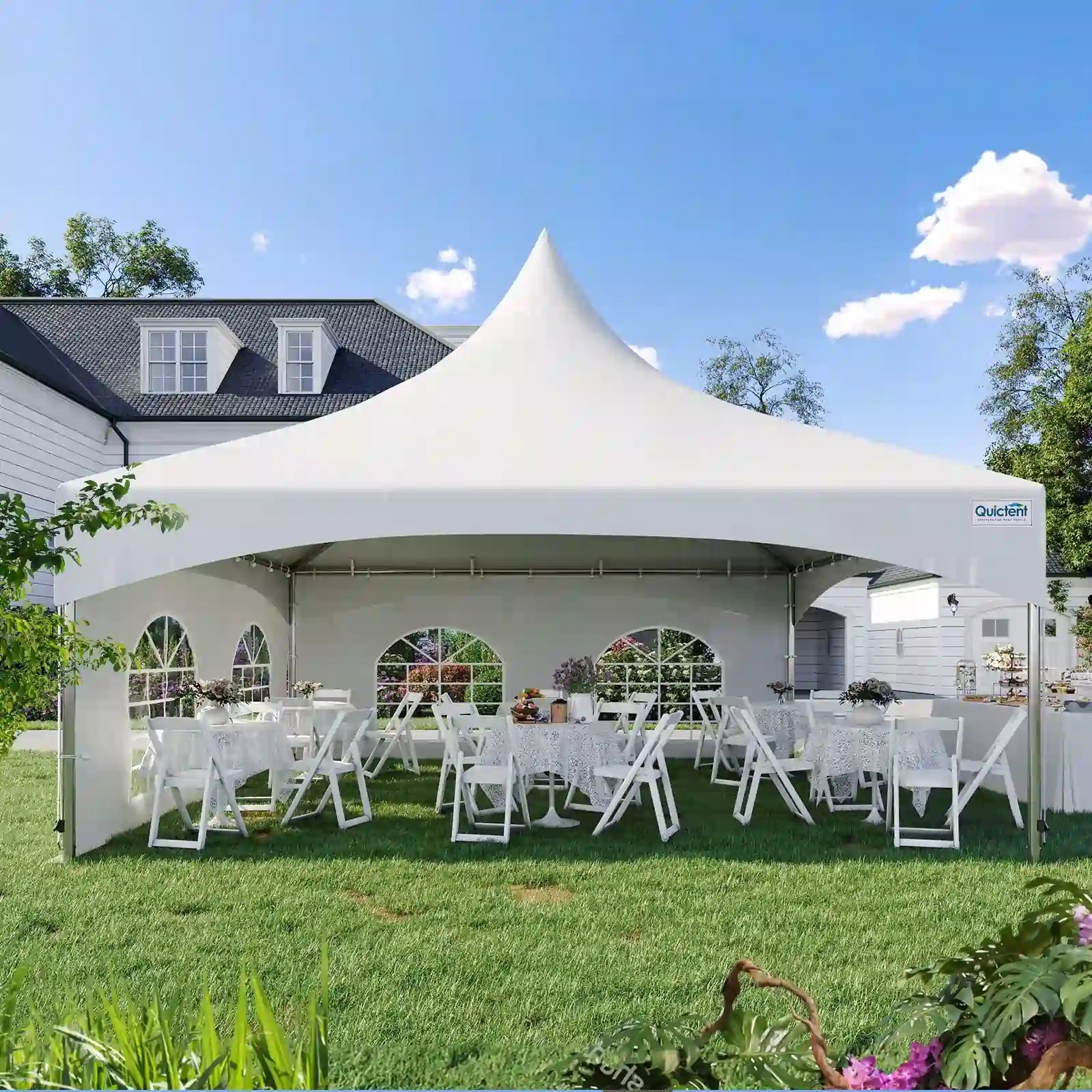 Quictent High Peak Fire Retardant White Party Tent - Waterproof Outdoor Canopy for Weddings, Events & Backyard Gatherings