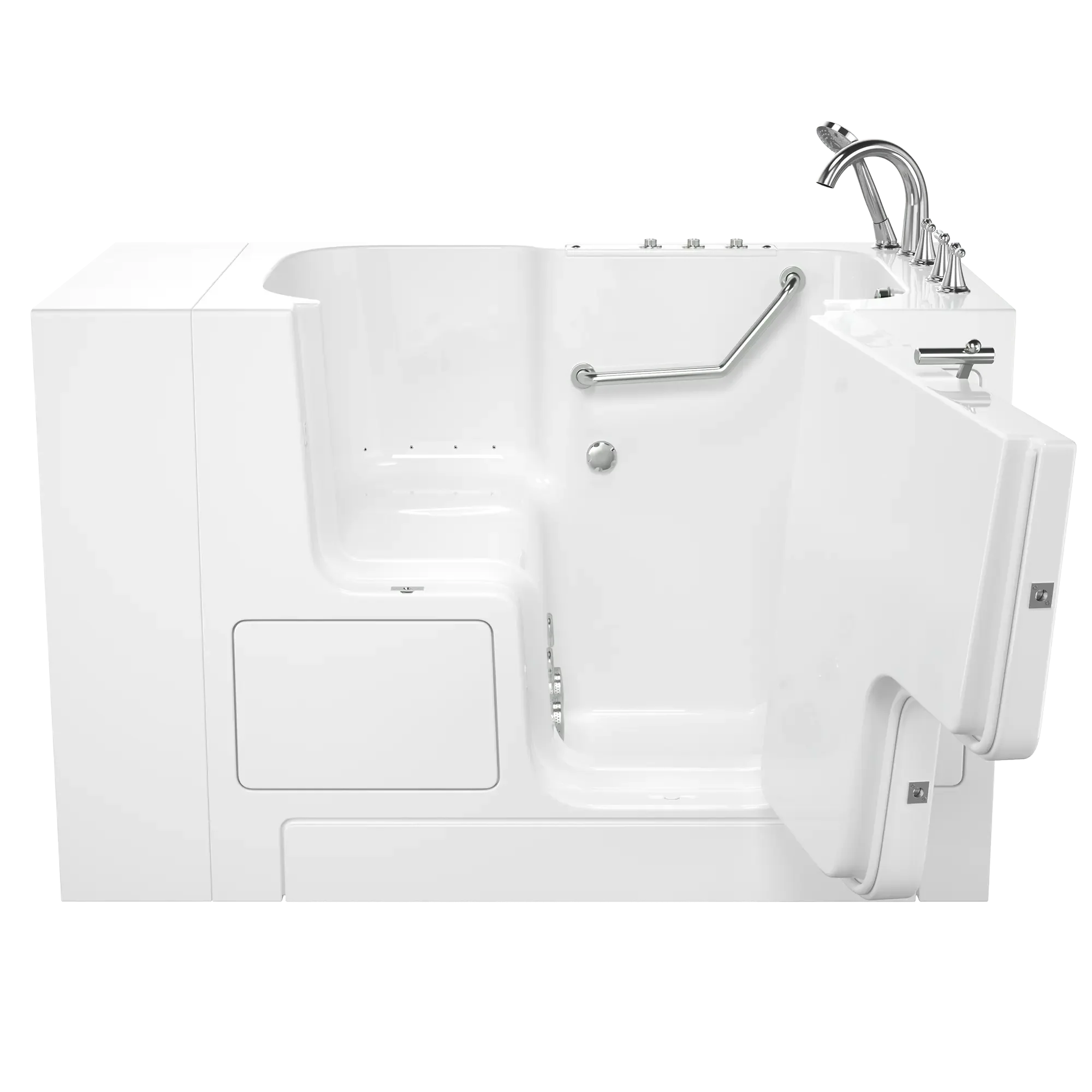 32 x 52 Inch Gelcoat Walk-In Bathtub with Air Spa & Whirlpool System - Right Hand Drain & Faucet - Ideal for Elderly & Mobility Support