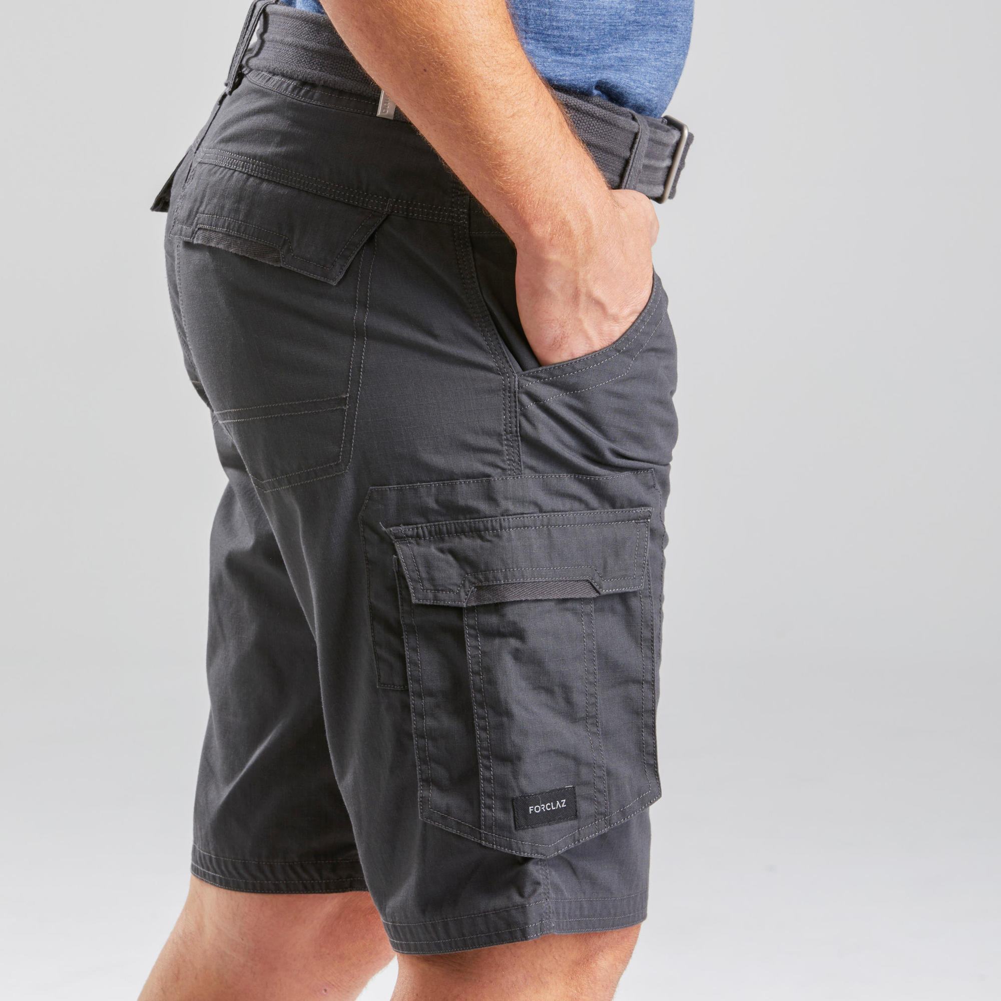 Forclaz Men's Travel 100 Cargo Shorts - Lightweight Quick-Dry Hiking Shorts with Multiple Pockets for Outdoor Adventures, Camping & Travel