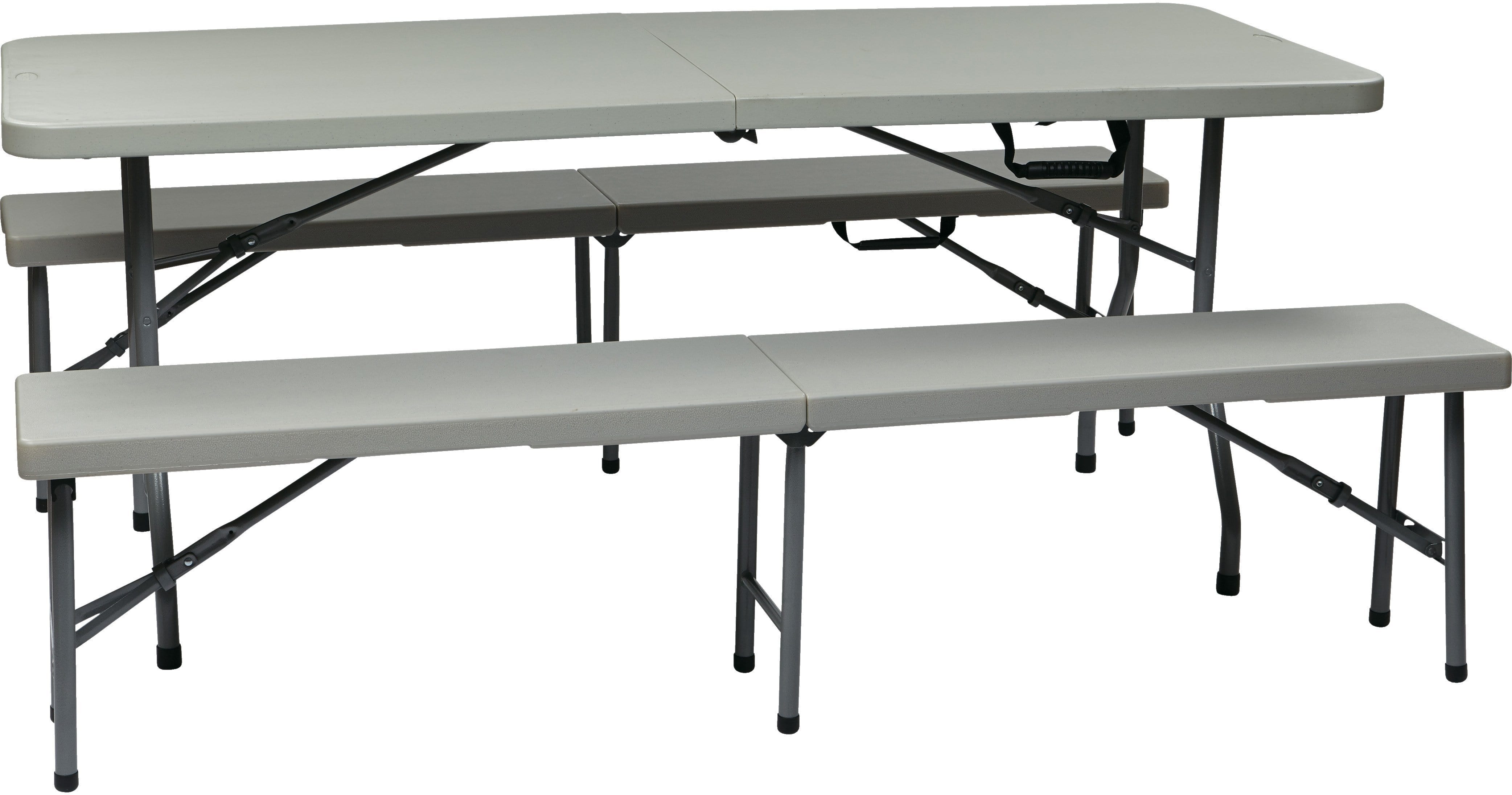 Office Star Work Smart™ 3-Piece Folding Table & Bench Set [QT3965] - Compact Space-Saving Solution for Home Office, Classroom, or Outdoor Events