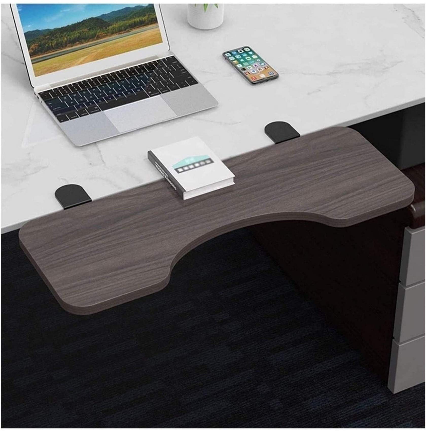 HCYY Extra Wide Under Desk Keyboard Tray - Clamp-On Easy Installation Foldable Computer Desk Extender | No Screws Needed | Perfect for Home Office, Gaming Setup & Workspace Organization