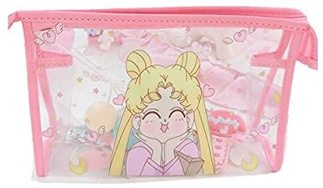 Sailor Moon Clear Makeup Bag - Cute Transparent Cosmetic Organizer for Travel - Perfect Gift for Women & Girls (Great for Mother's Day, School, Gym & Vacation Essentials)