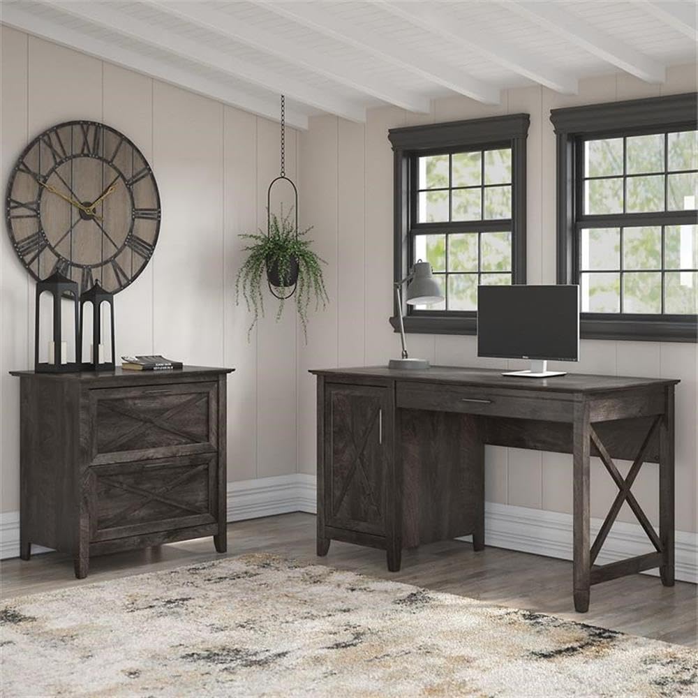 Atlin Designs Dark Gray Computer Desk with Lateral File Cabinet - Home Office Furniture for Small Spaces & Modern Workspaces
