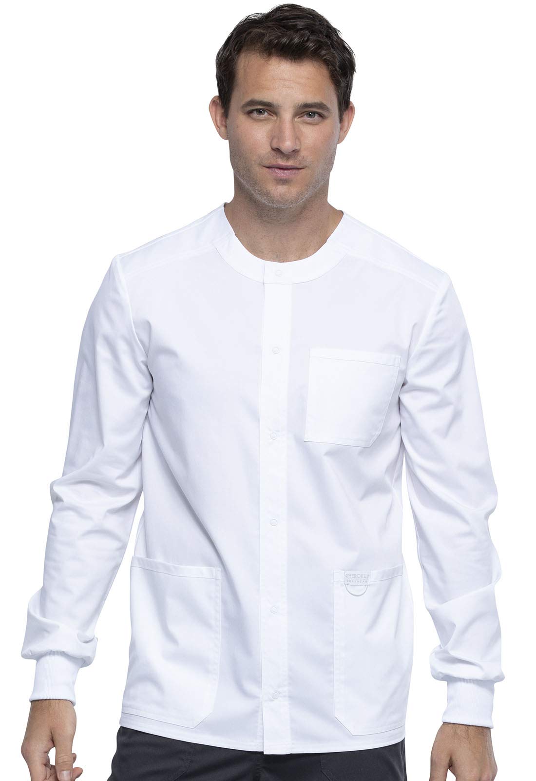 Cherokee Men's Warm Up Scrubs Jacket - Snap Front Workwear WW380 for Medical Professionals & Nurses - Perfect for Hospitals, Clinics & Healthcare Workplaces