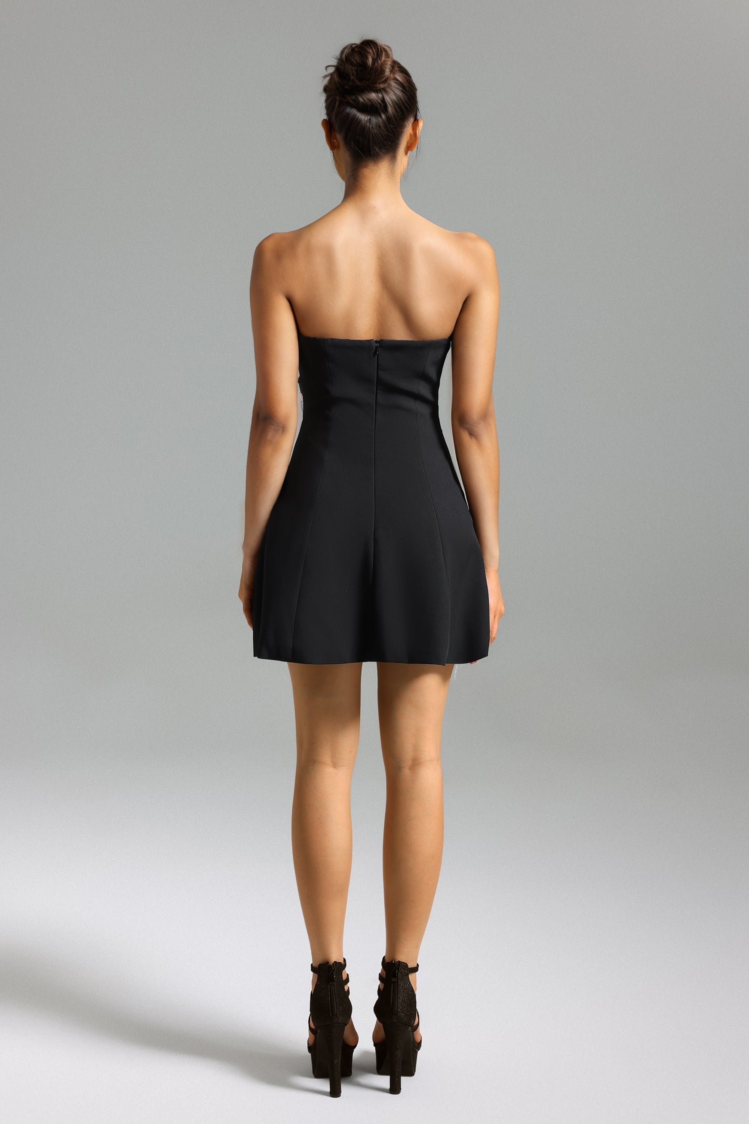 Nasim Tube Top Floral Mini Dress in Black - Perfect for Summer Parties & Beach Vacations