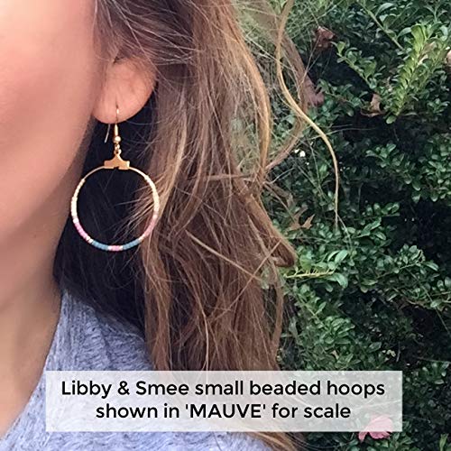 Ivory and Blush Small Beaded Hoop Earrings - Gold Plated White Gold Ear Wires | Elegant Dainty Jewelry for Women, Perfect for Weddings, Parties & Everyday Wear