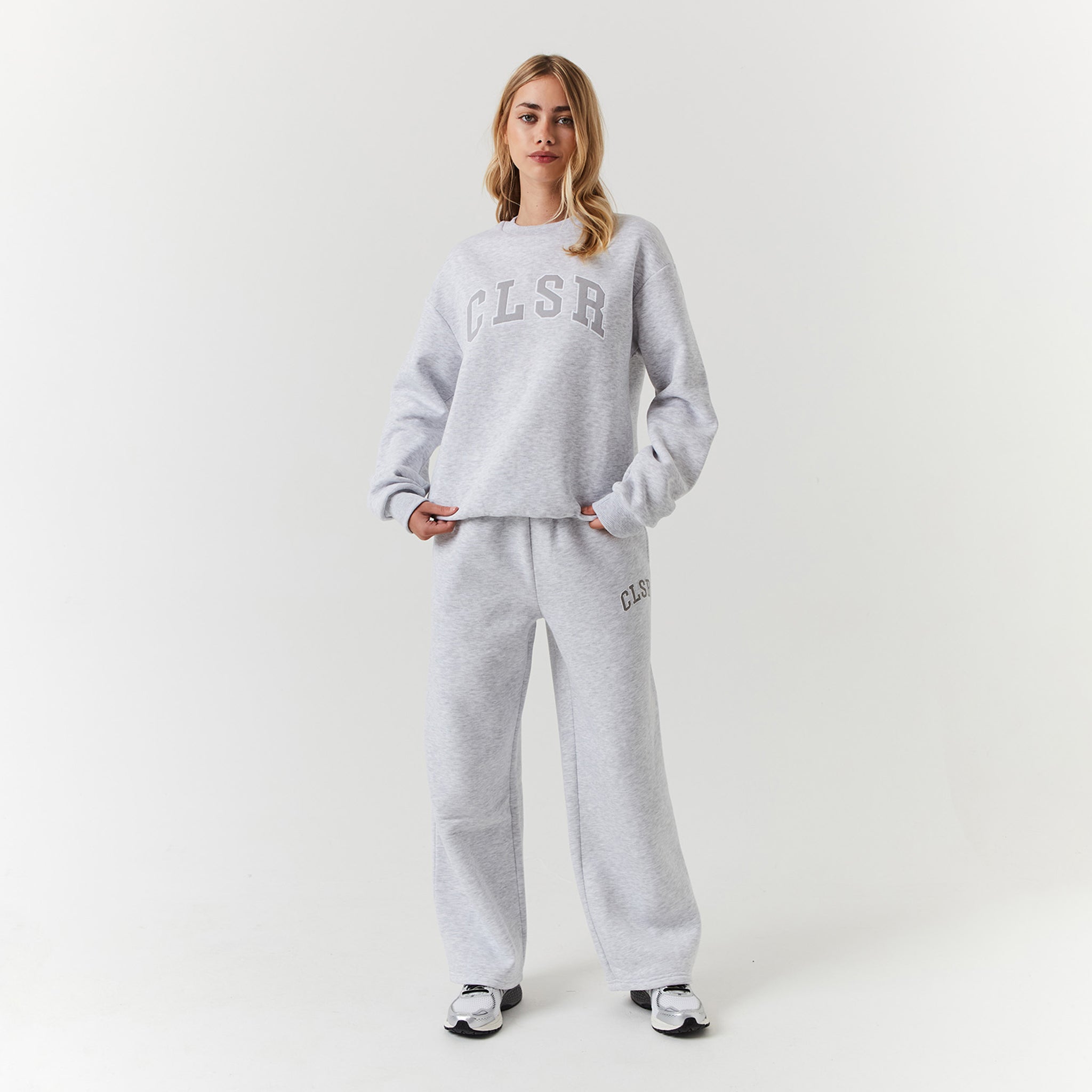 Varsity CLSR Sweatshirt Tracksuit Set - Light Grey Marl Color | Comfortable Athletic Wear for Gym, Running & Casual Street Style