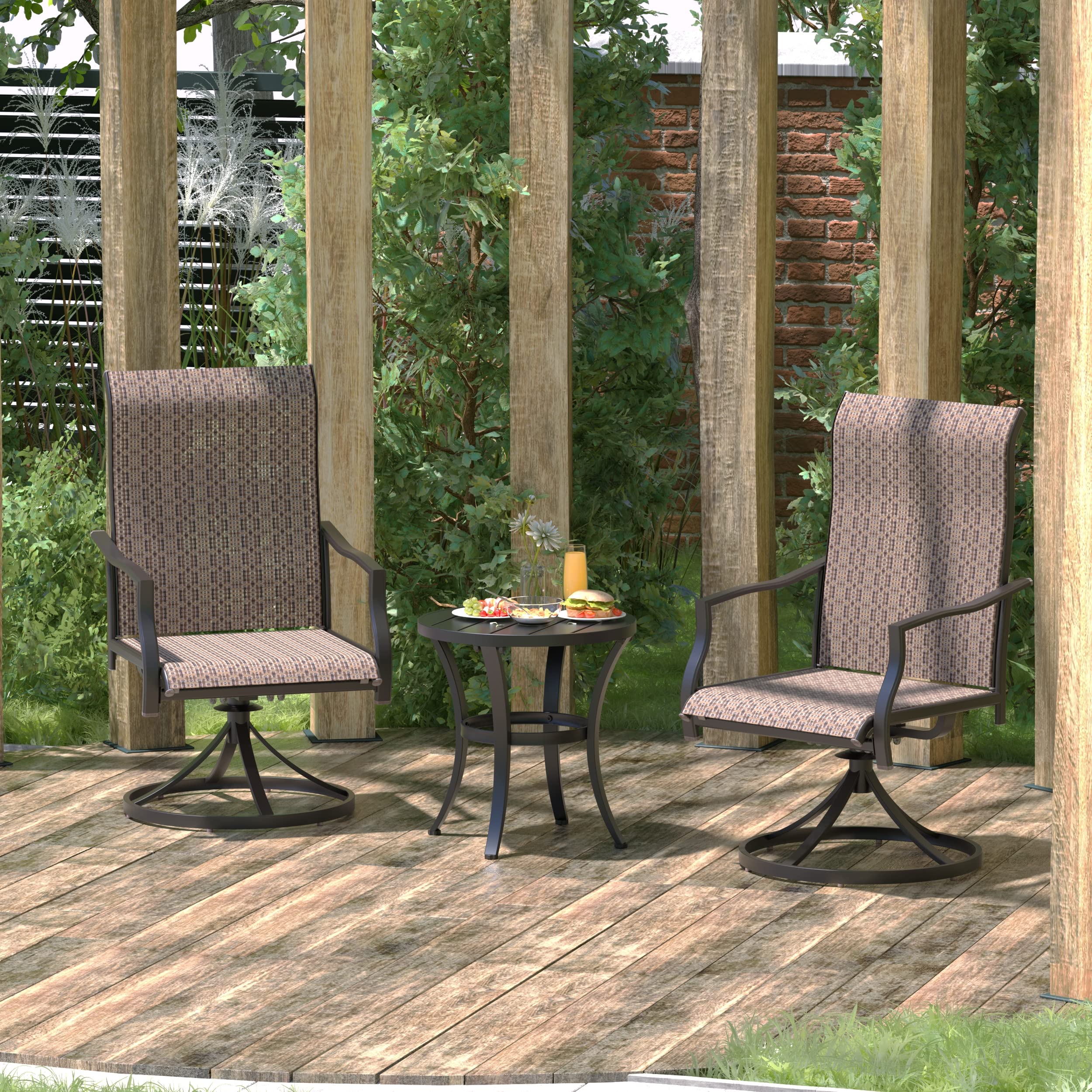 20 Inch Round Metal Outdoor Bistro Table - Adjustable Foot Pads, 8 LB Patio Dining & Side Table for Lawn, Garden, Balcony, Cafe (Indoor/Outdoor Use) - Perfect for Backyard BBQs, Poolside Lounging & Small Space Dining