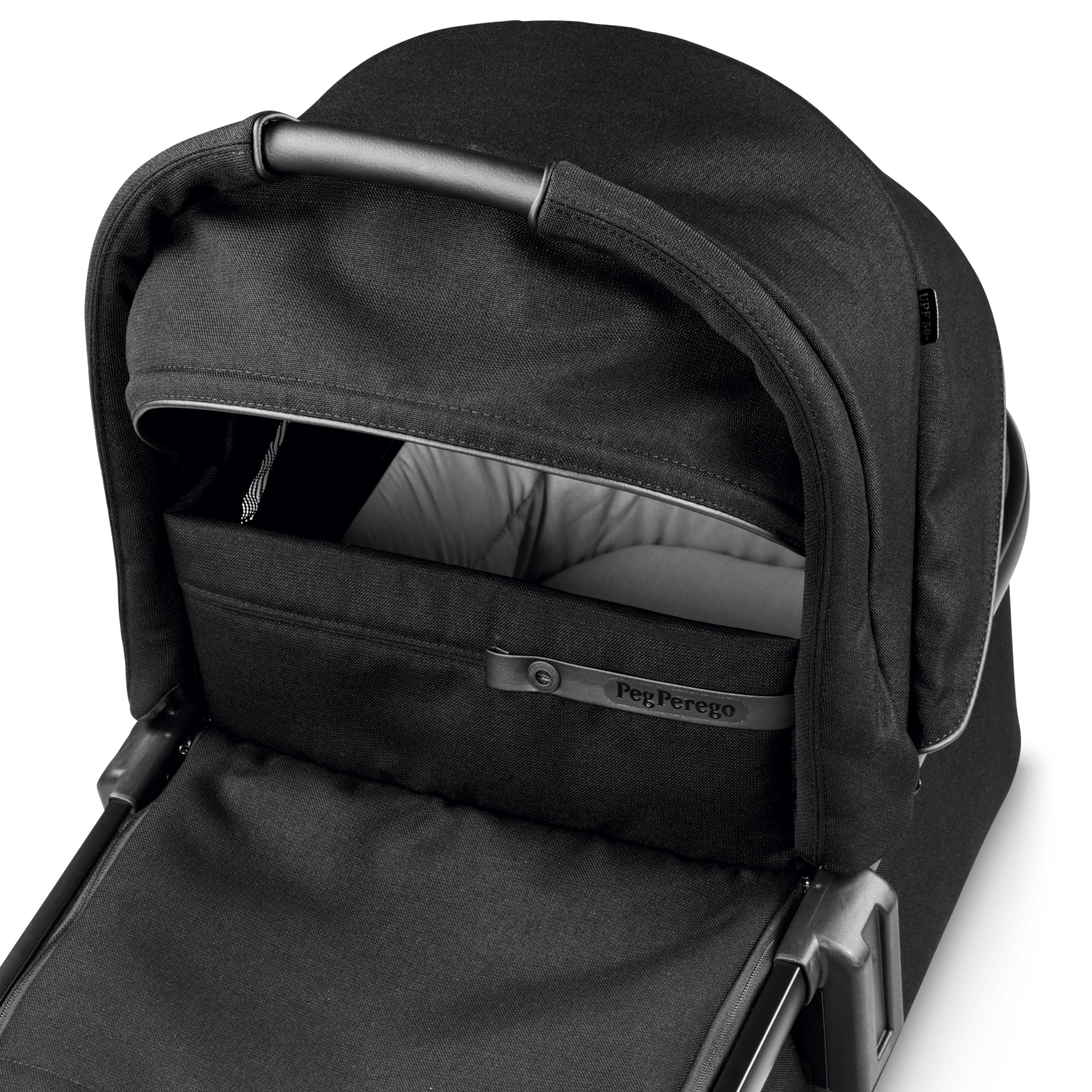 Peg Perego Bassinet with Home Stand for Ypsi-Veloce-Vivace Strollers - True Black Baby Crib - Compact Nursery Bedside Sleeper for Newborns & Infants - Perfect for Bedroom, Nursery & Travel