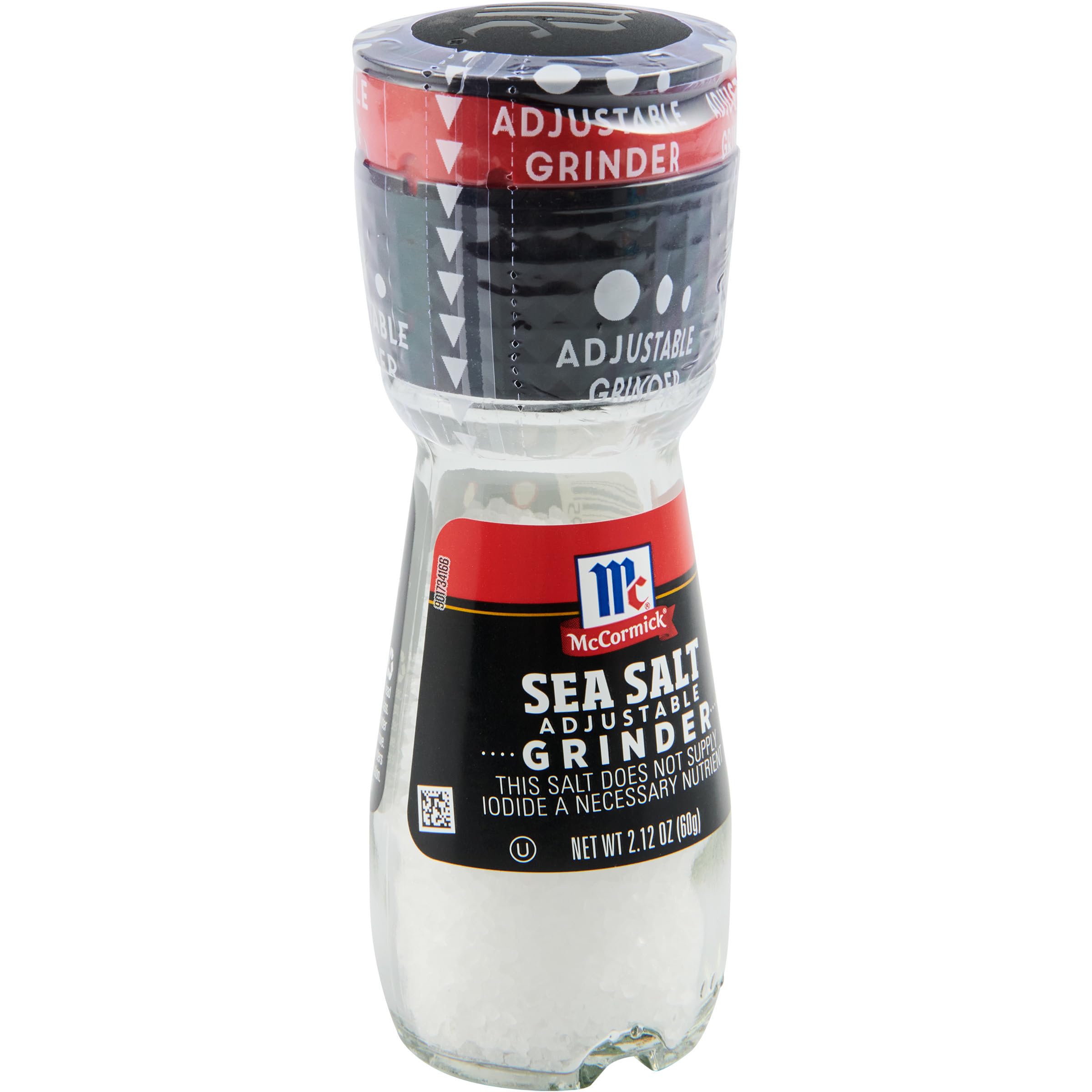 McCormick Mediterranean Sea Salt Grinder - 6 Pack of 2.12 oz Glass Bottles | Coarse Gourmet Salt for Cooking, Seasoning & Tabletop Use | Perfect for Grilling, Baking & Everyday Meals