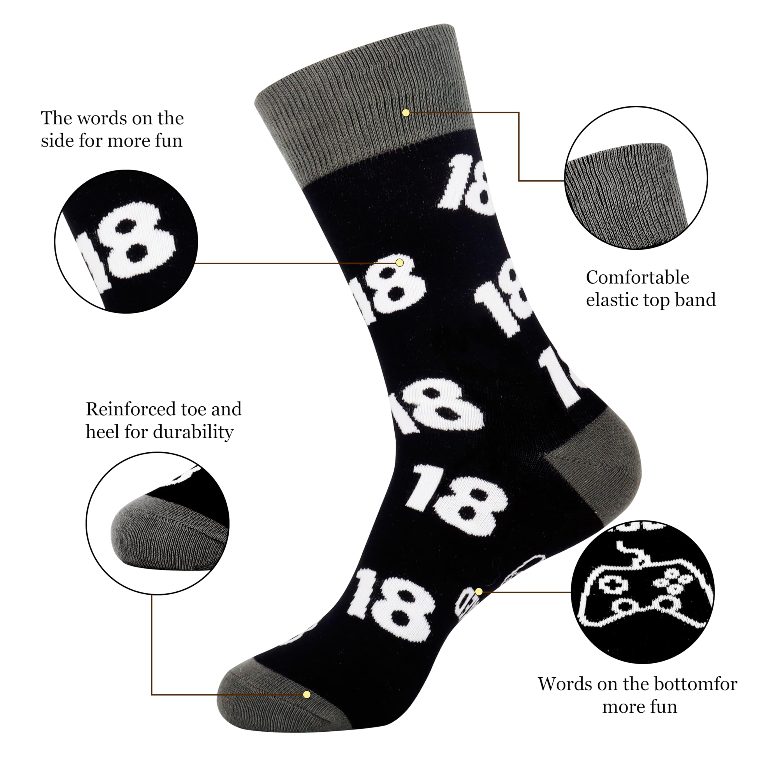 Belloxis Cool Mens Socks for Teen Boys 13-18 Years Old - Fun Gift Ideas for Teenage Boys | School, Sports & Casual Wear