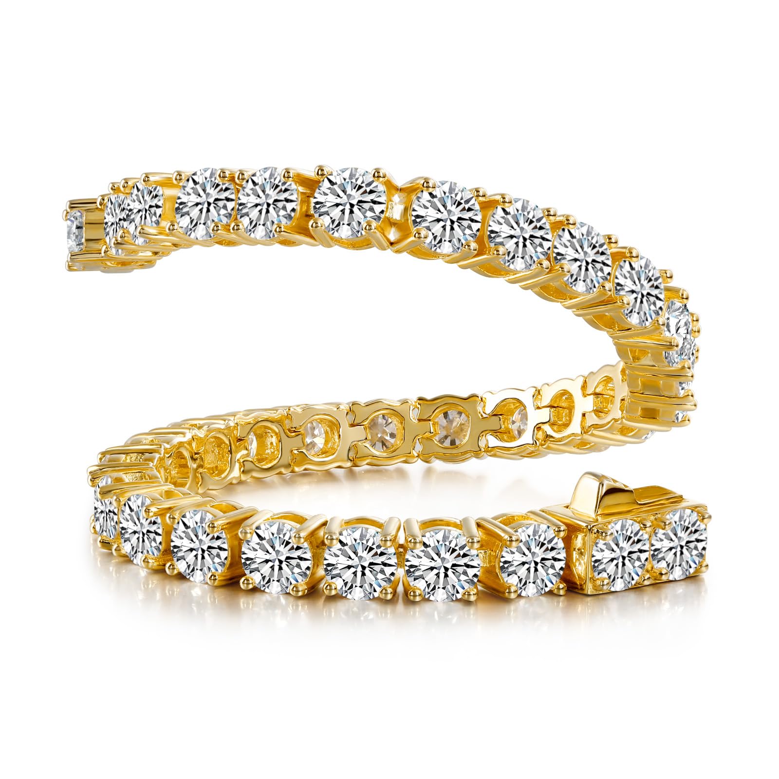 LANE WOODS Moissanite Tennis Bracelet for Women - 14K Gold Plated 925 Sterling Silver Simulated Diamond Bracelet, Elegant Jewelry Gift for Valentine's Day, Anniversary, Birthday & Special Occasions