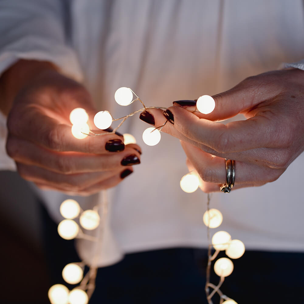 Snowberry White Fairy Lights - 20ft LED String Lights with 100 Warm White Bulbs, Indoor/Outdoor Waterproof for Christmas, Wedding, Party, Garden & Home Decor