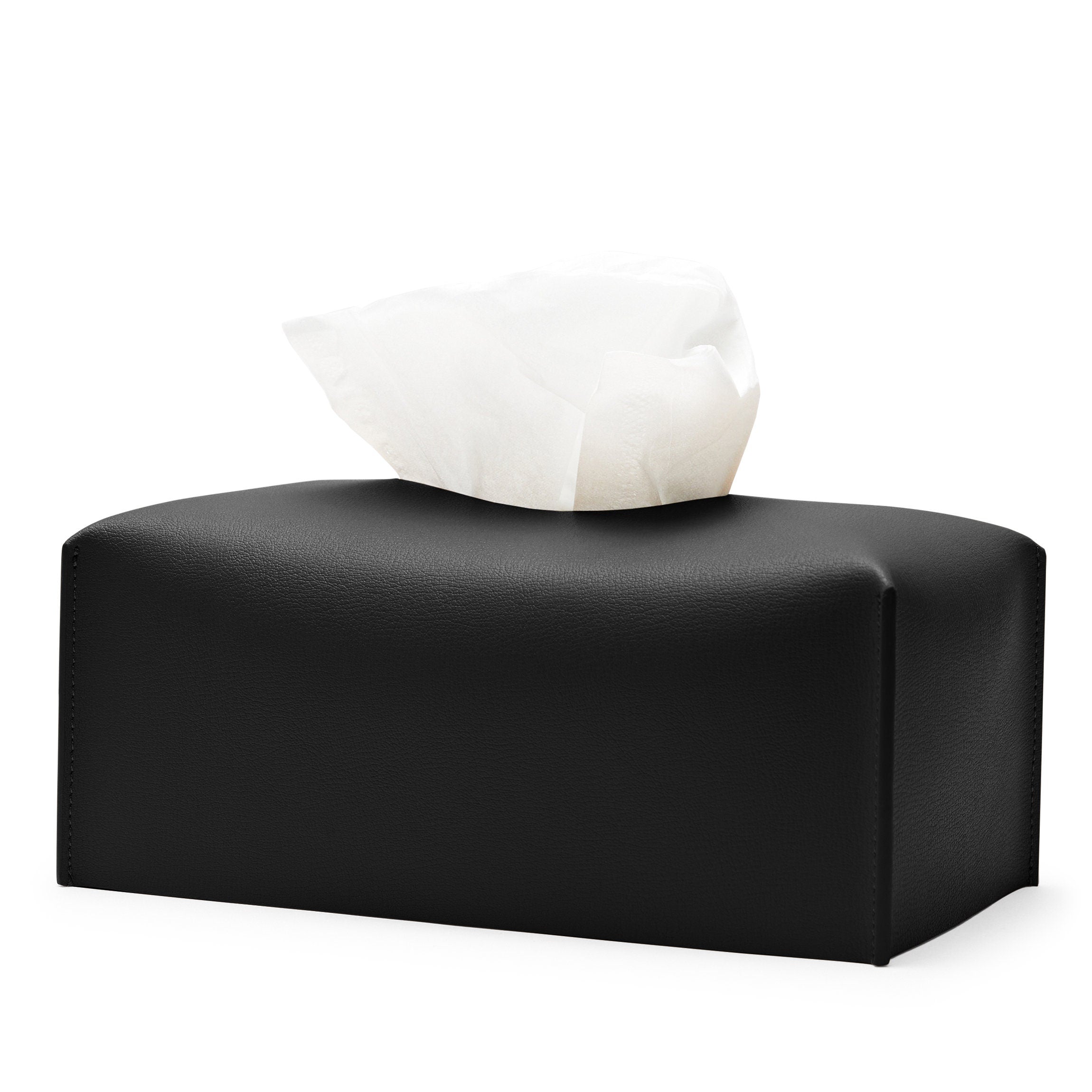 Modern Black Horizontal Tissue Box Holder - Stylish Home & Office Desk Organizer for Living Room, Bathroom, and Bedroom