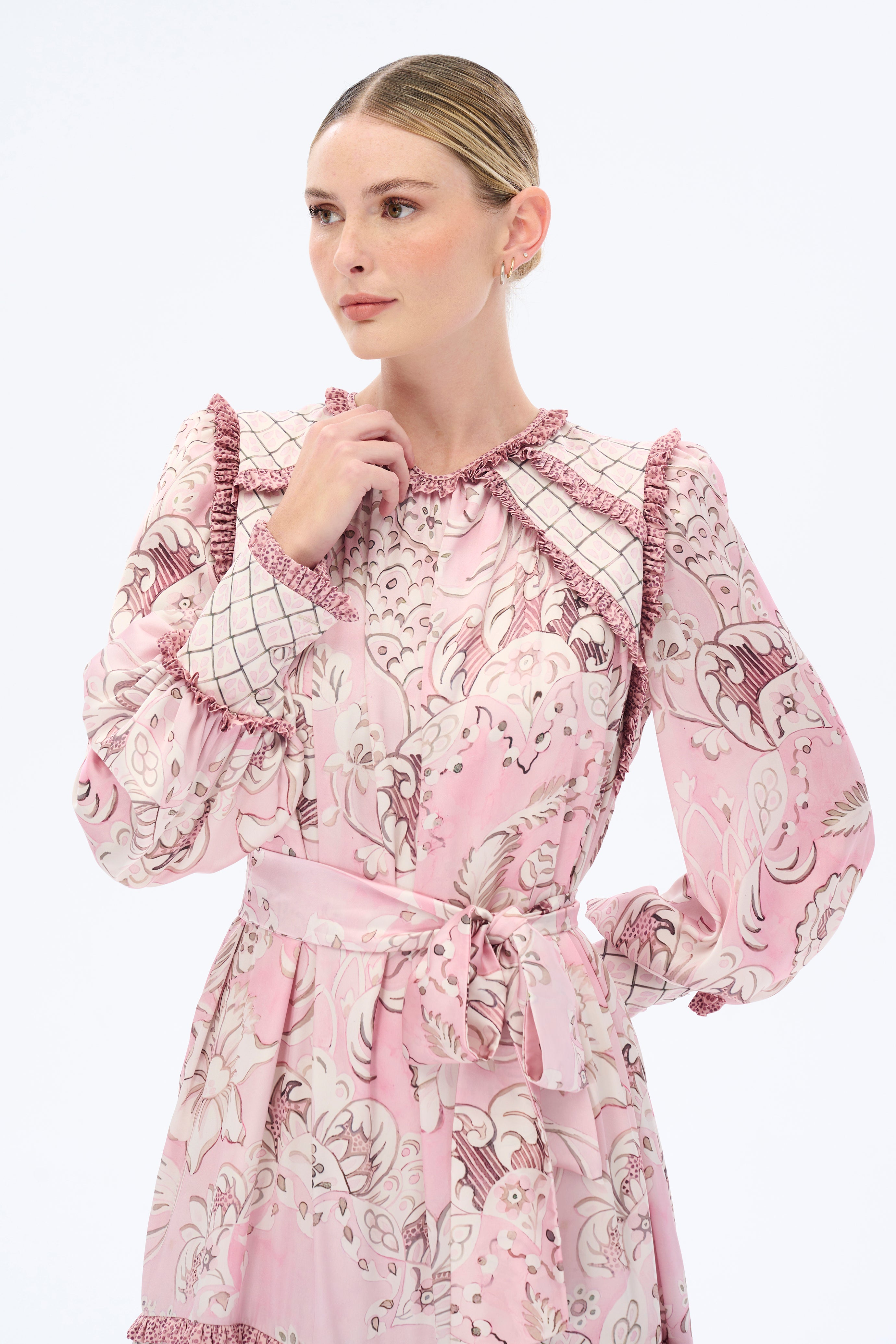 Elegant Crush Frill Maxi Dress in Rose Pink | Flowy Summer Wedding Guest Dress & Beach Vacation Outfit