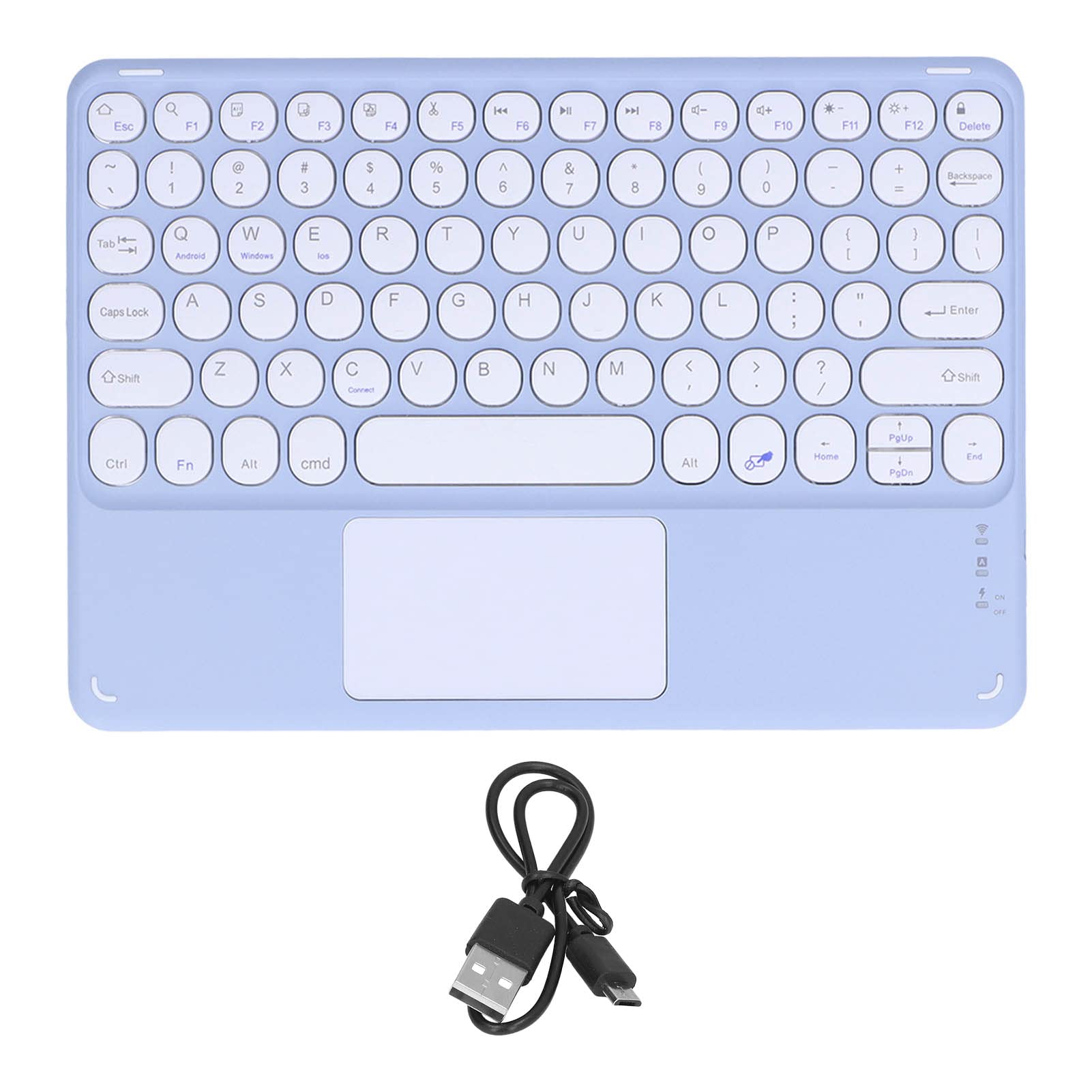 ASHATA Wireless Keyboard with Built-in Touchpad - Round Keycaps, Ergonomic Ultra-Thin Design for Tablets & Laptops | Perfect for Home Office, Gaming & Travel Use