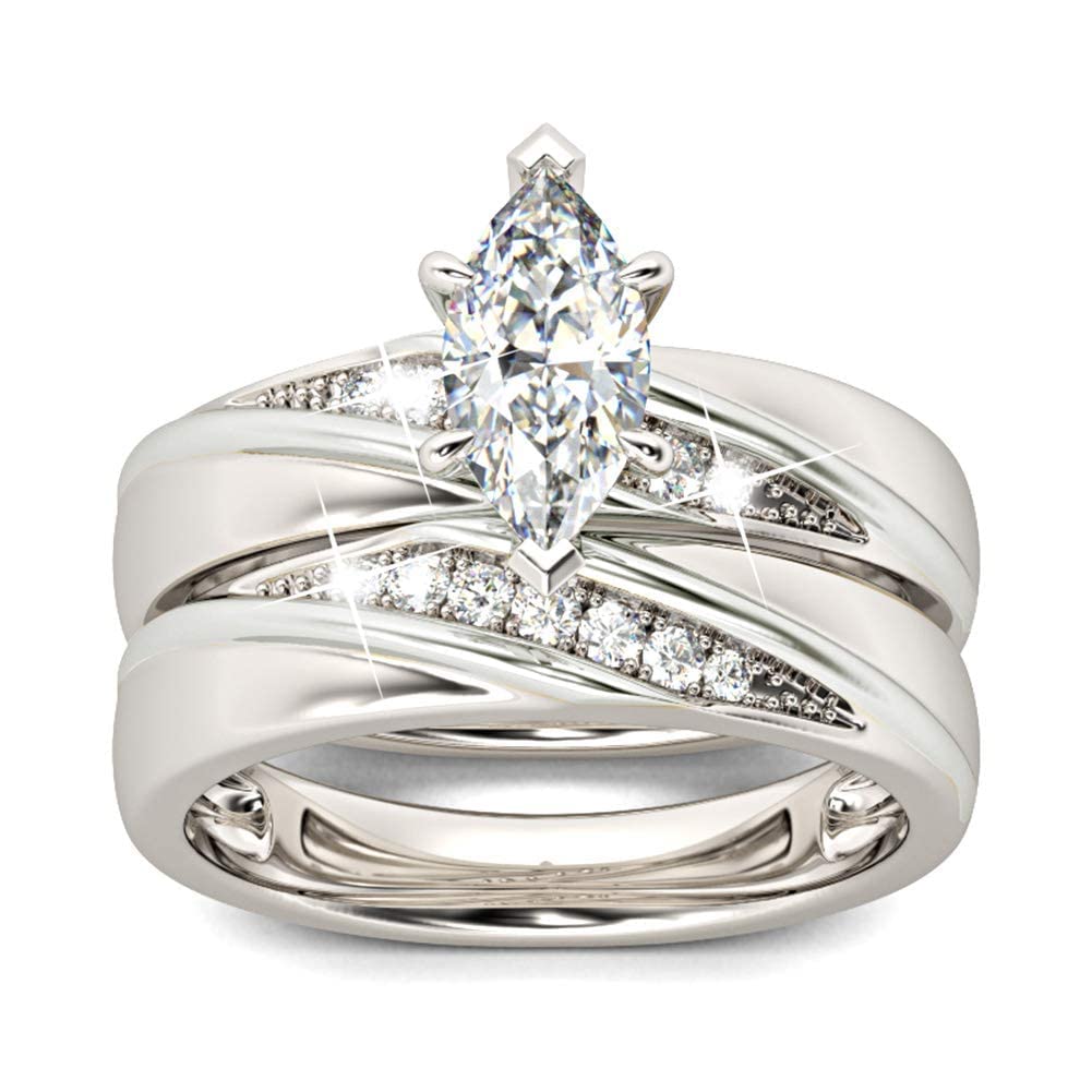 Jeulia 925 Sterling Silver Wedding & Engagement Rings for Women - 1.6ct Main Stone + 0.32ct Side Stones, Bridal Set for Anniversary, Promise, Proposal (Perfect for Romantic Occasions & Special Moments)