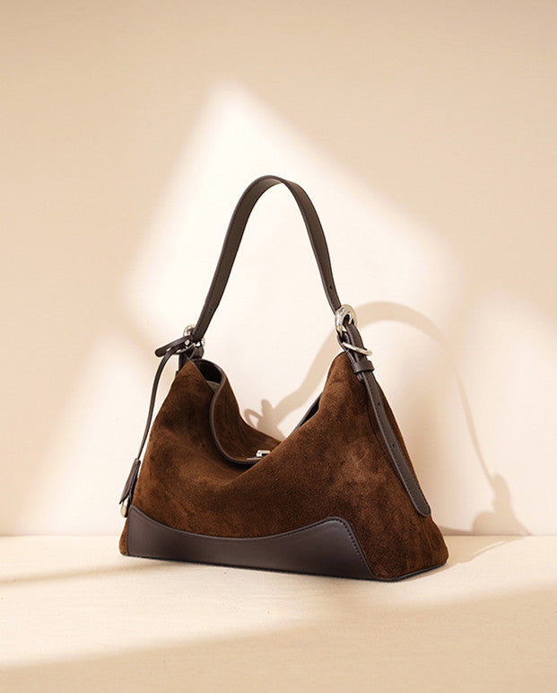 Stylish Suede Leather Shoulder Bag for Women - Fashionable Crossbody Purse with Adjustable Strap - Perfect for Work, Travel & Everyday Use
