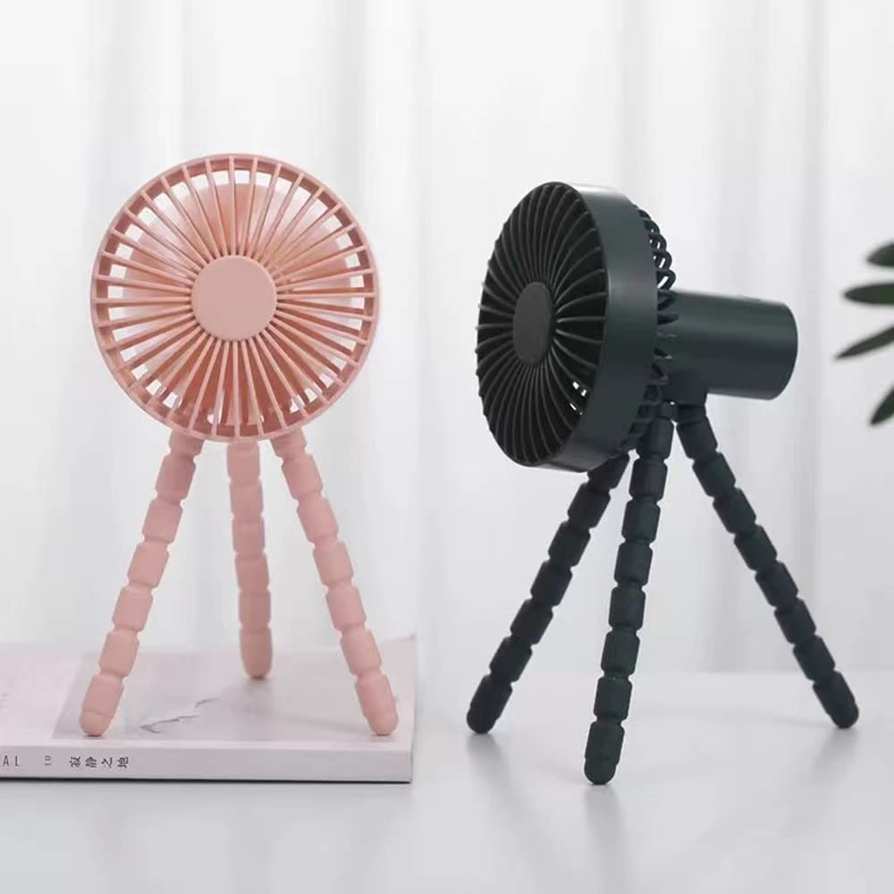 Mini Handheld Stroller Fan with Rechargeable Battery - Flexible Tripod Clip Fan, Quiet & Powerful Cooling - Portable USB Desk Fan for Golf Cart, Stroller, Car, Camping & Outdoor Activities (Pink)