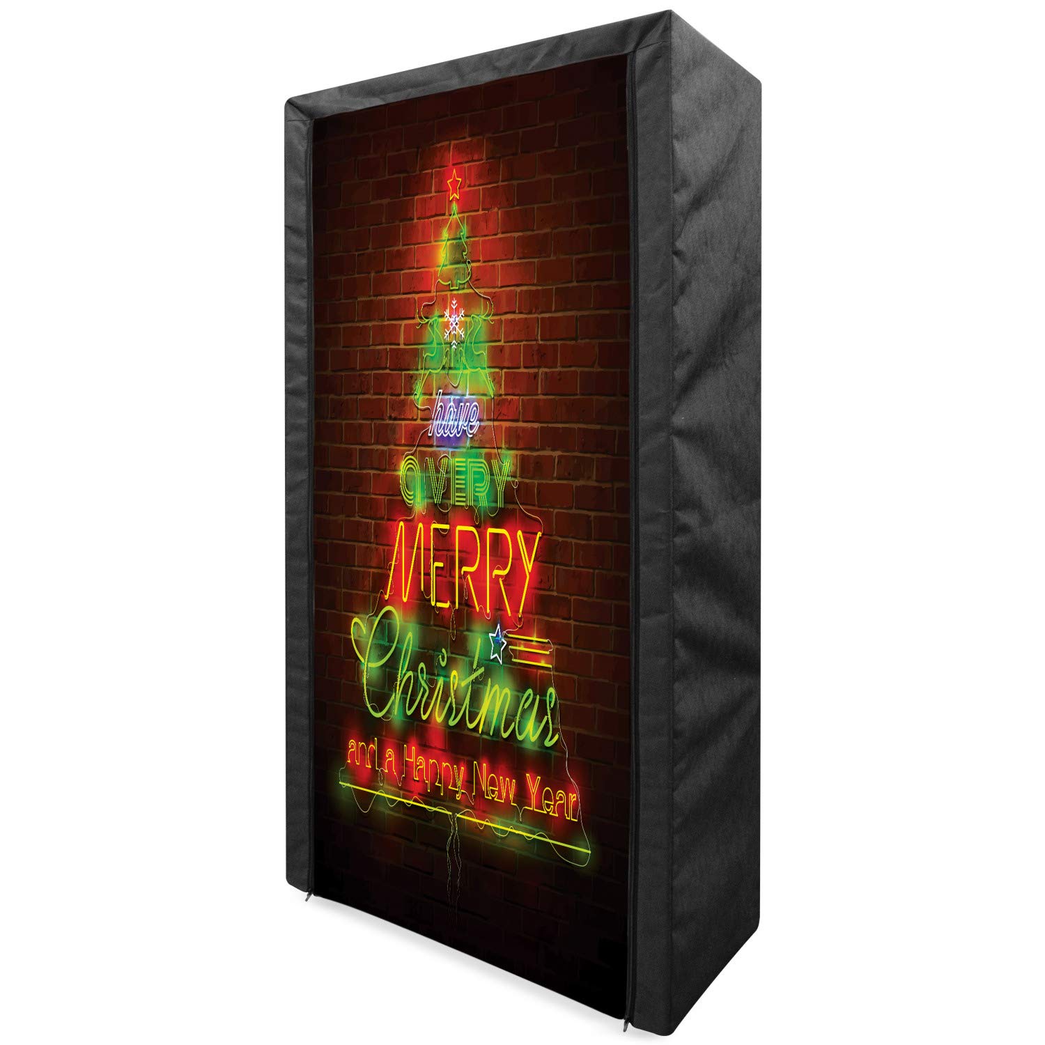 Ambesonne Christmas Portable Fabric Wardrobe with Shelves - 33.5