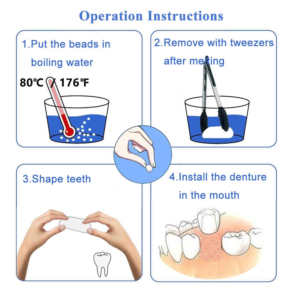 Dental Repair Kit for Missing & Broken Teeth - Moldable Fake Teeth & Thermal Beads Replacement - Perfect for Emergency Tooth Filling & Gap Repair at Home, Travel, or Outdoor Activities
