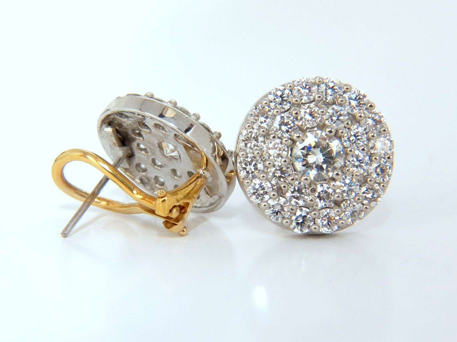 4.26ct Natural Round Diamond Cluster Earrings in 14K Gold (G/VS) - Elegant Cocktail Party Jewelry for Women