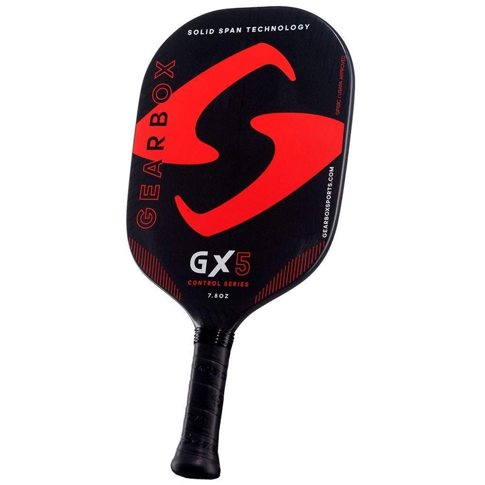 Gearbox GX5 Control 7.8oz Carbon Fiber Pickleball Paddle - 3-5/8in Grip, Red | Lightweight Performance Paddle for Competitive Play & Recreational Games